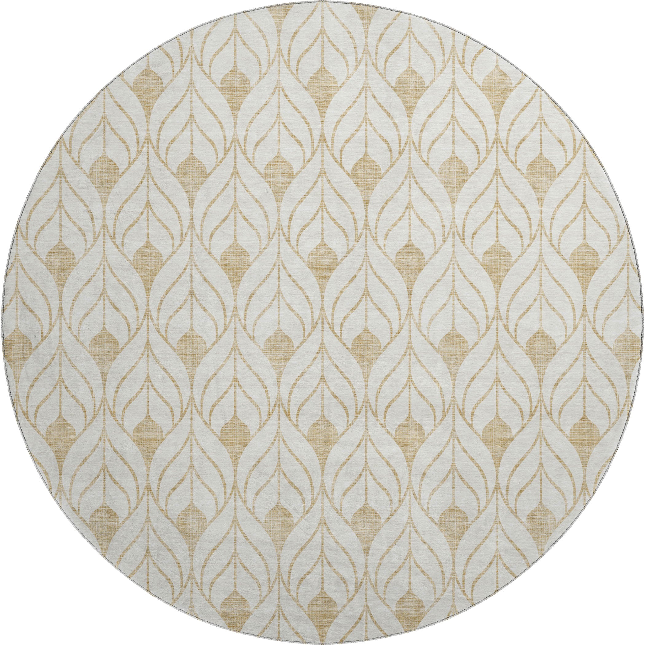 Marrakech Machine Washable Transitional Gold Rug 8' x 8' #shape_Round