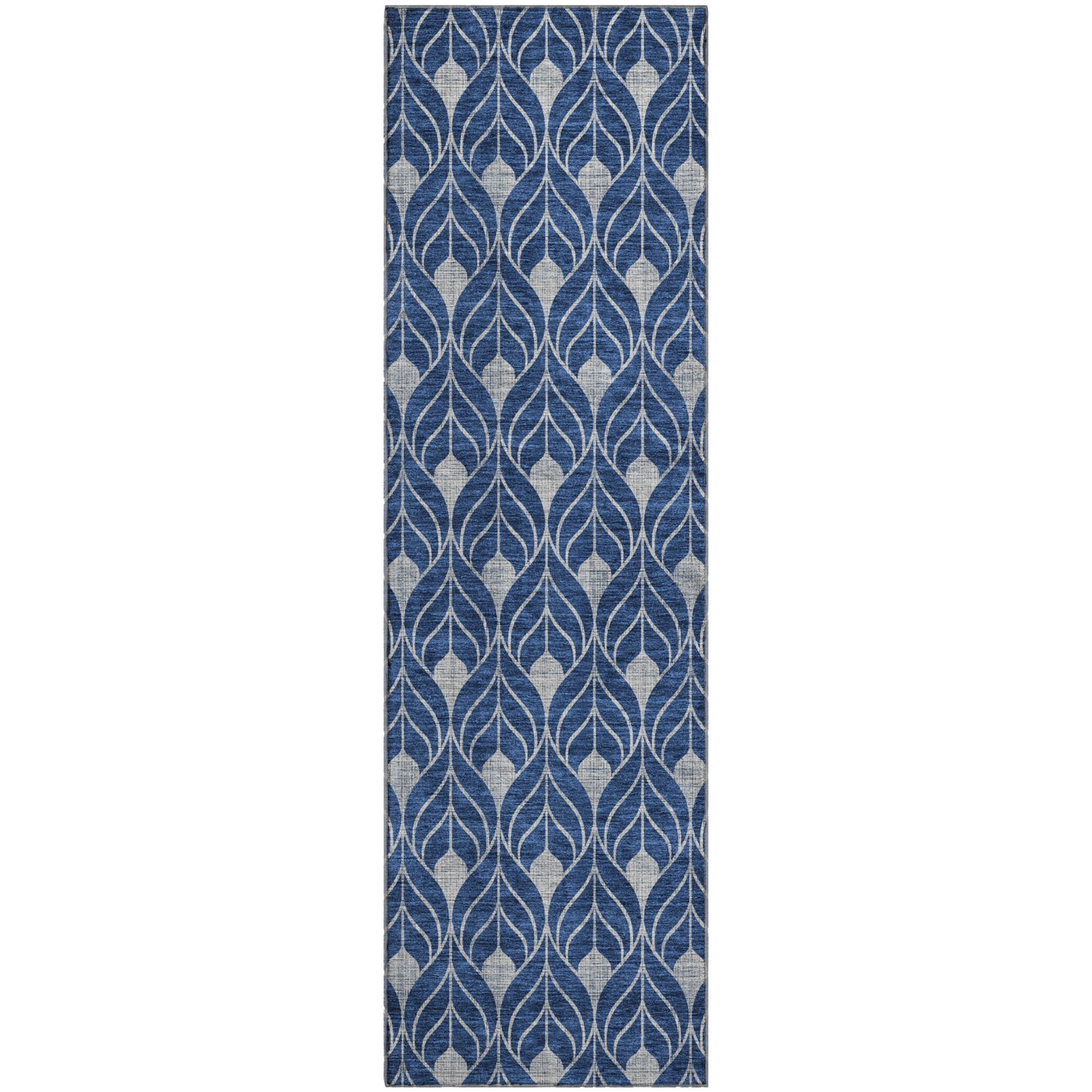 Marrakech Machine Washable Transitional Navy Blue Rug 2'3" x 7'6" #shape_Runner