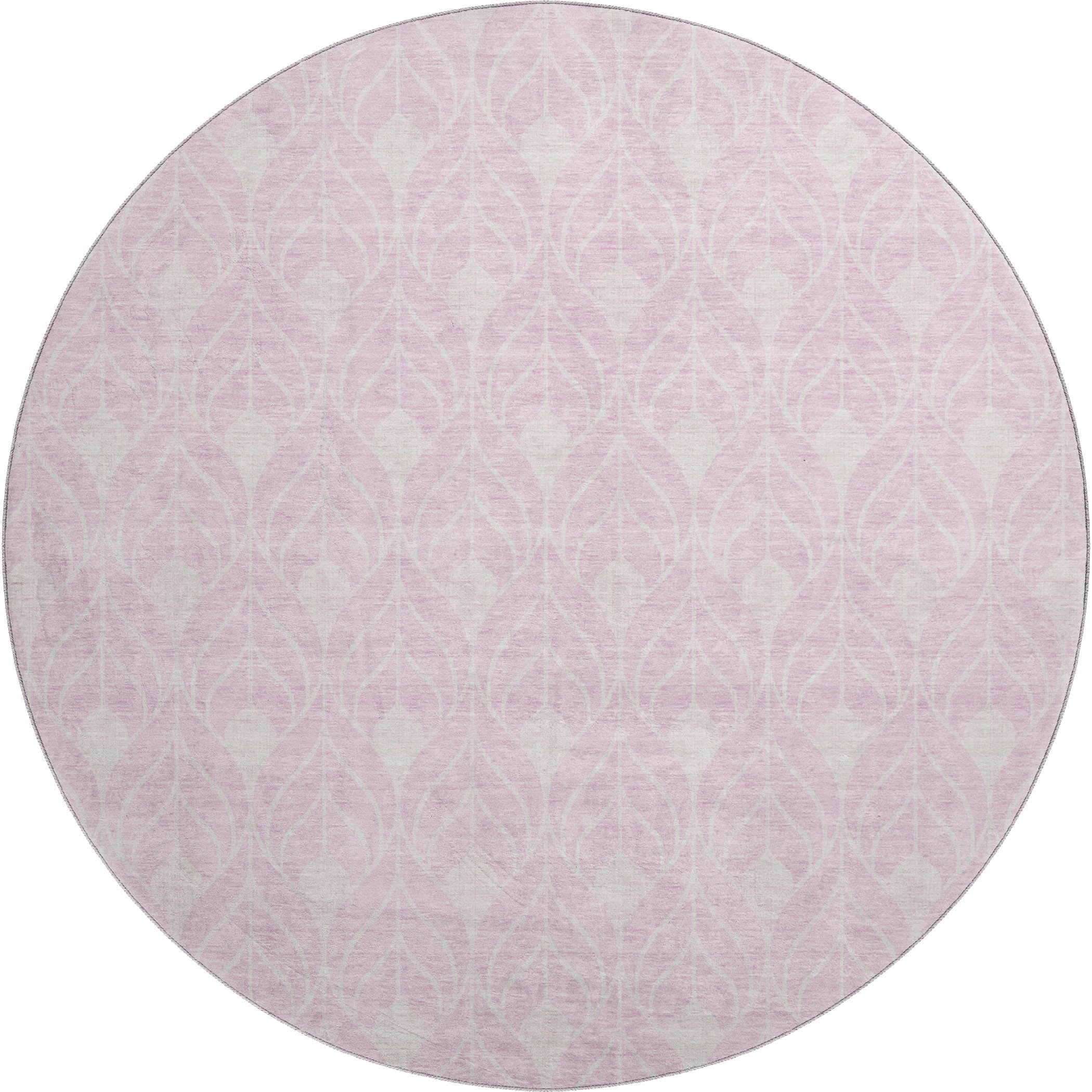 Marrakech Machine Washable Transitional Pink Rug 8' x 8' #shape_Round