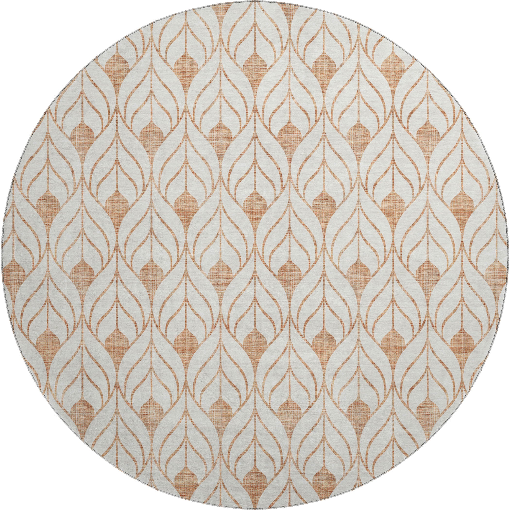 Marrakech Machine Washable Transitional Salmon Orange Rug 8' x 8' #shape_Round