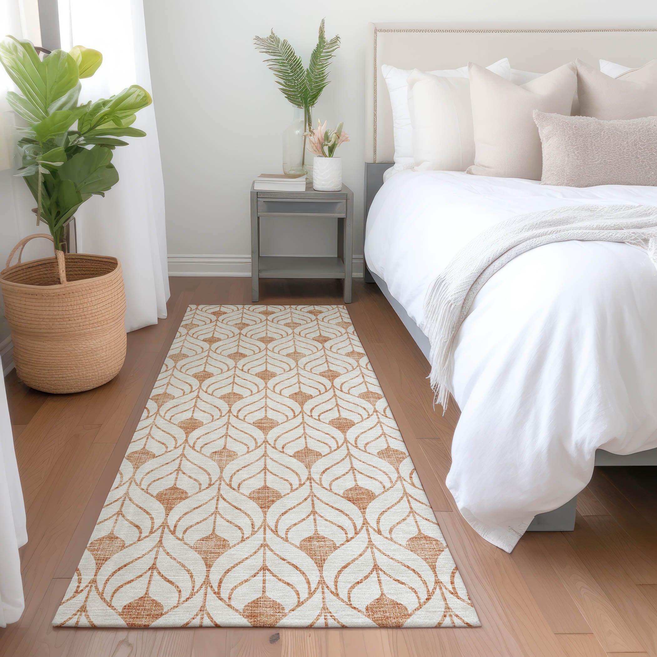 Marrakech Machine Washable Transitional Salmon Orange Rug 2'3" x 7'6" #shape_Runner