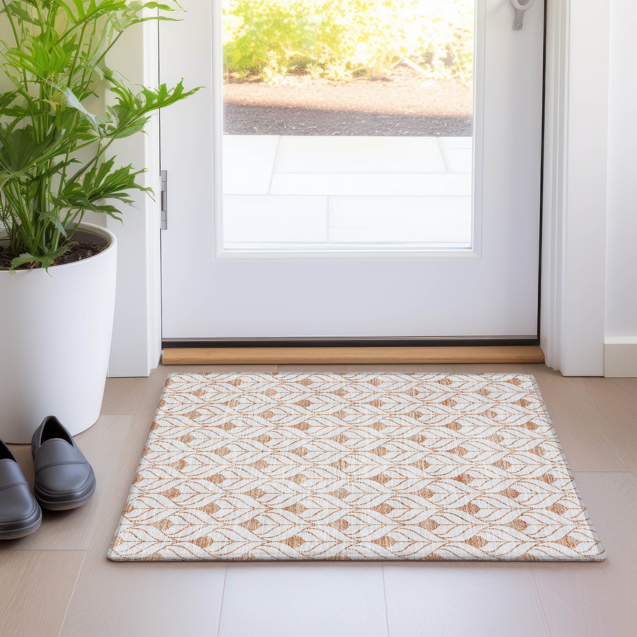 Marrakech Machine Washable Transitional Salmon Orange Rug 1'8" x 2'6" #shape_Rectangle