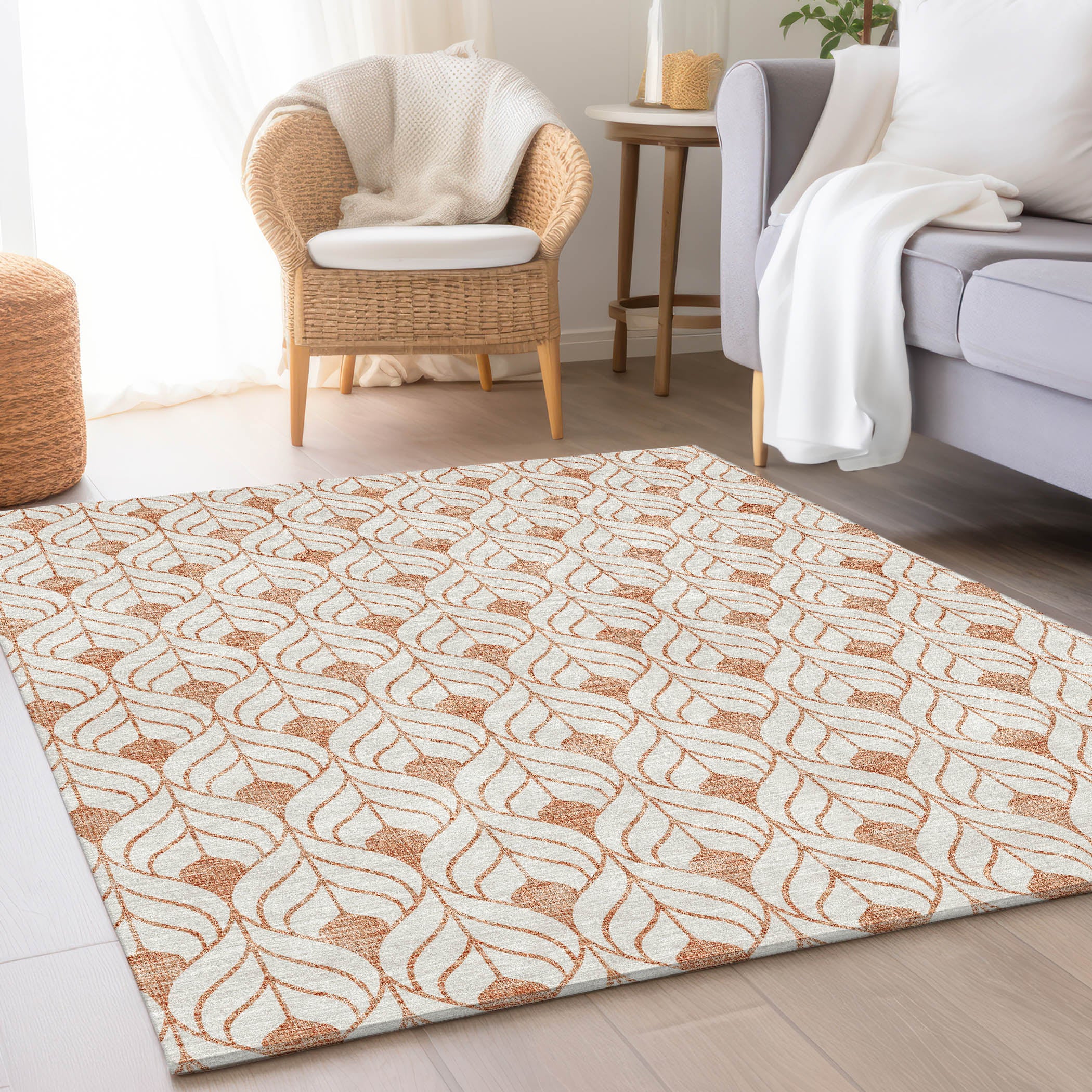 Marrakech Machine Washable Transitional Salmon Orange Rug 2'6" x 3'10" #shape_Rectangle