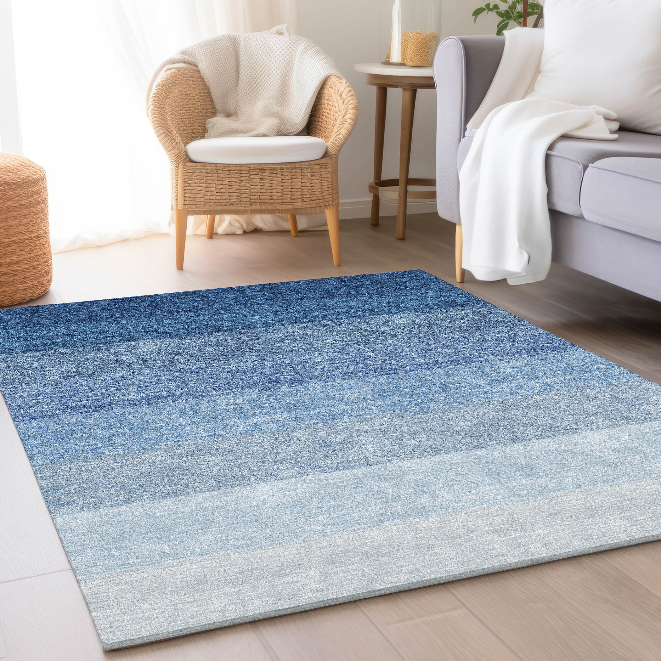 Salzburg Machine Washable Transitional Blue Rug 2'6" x 3'10" #shape_Rectangle