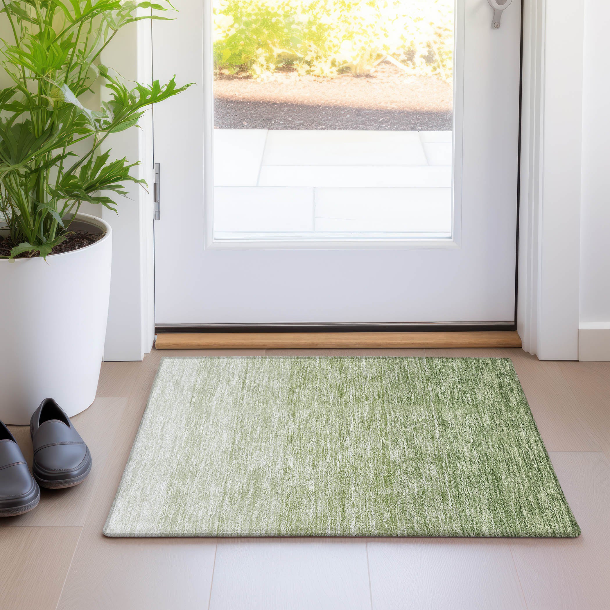 Salzburg Machine Washable Transitional Green Rug 1'8" x 2'6" #shape_Rectangle