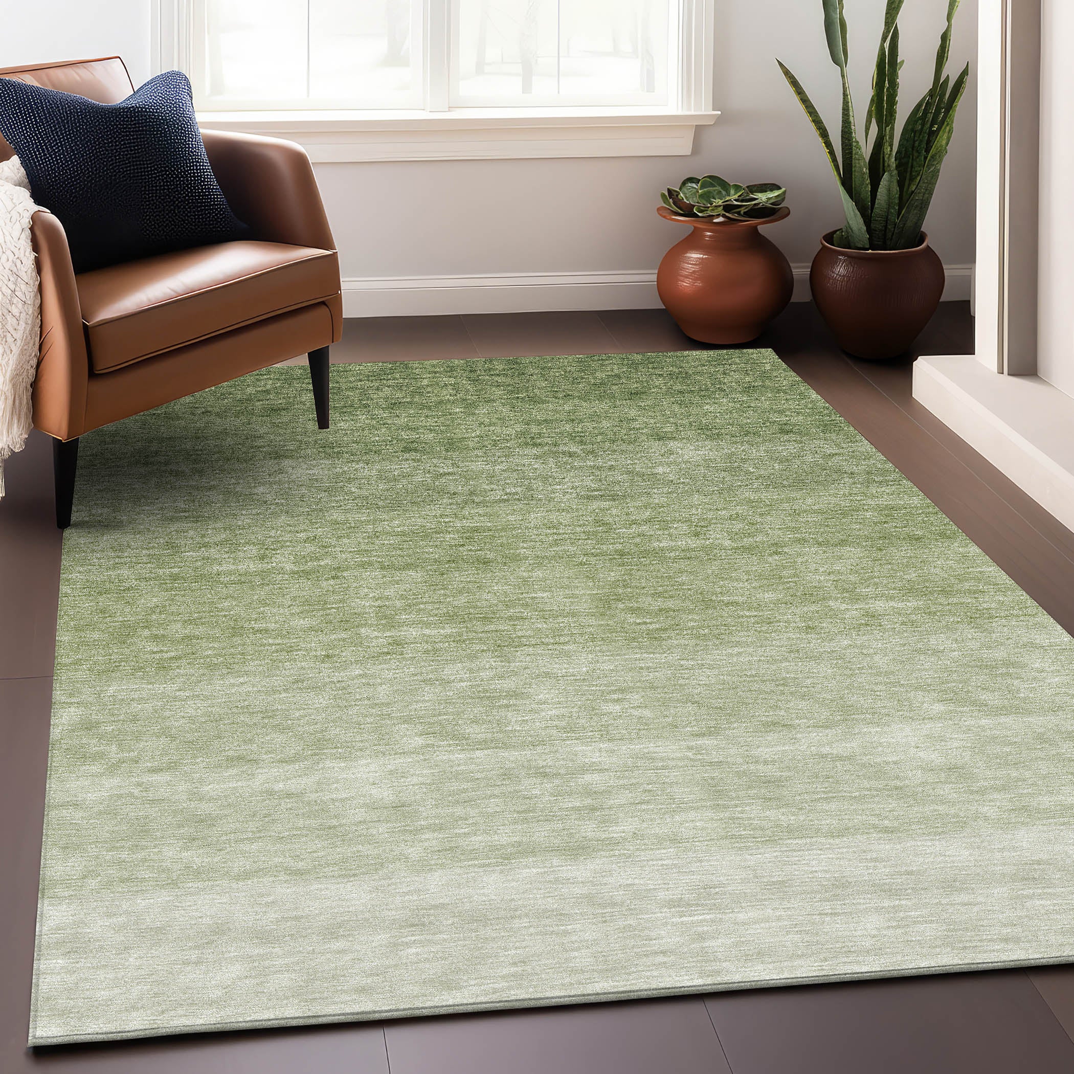 Salzburg Machine Washable Transitional Green Rug 2'6" x 3'10" #shape_Rectangle