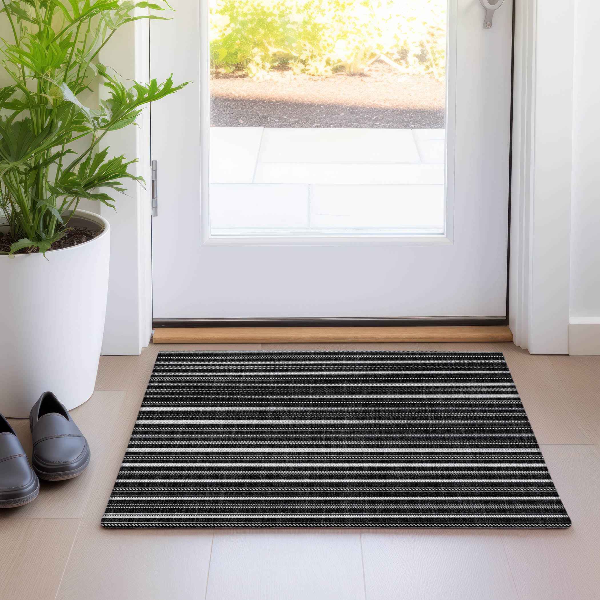 Dublin Machine Washable Transitional Black Rug 1'8" x 2'6" #shape_Rectangle