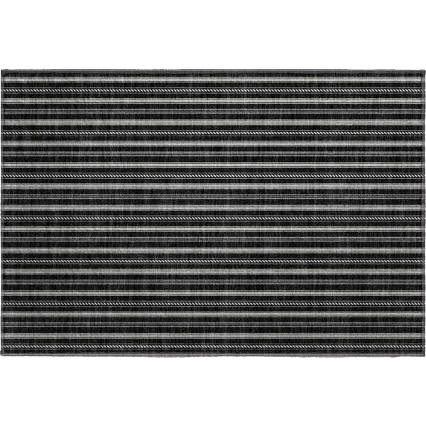 Dublin Machine Washable Transitional Black Rug 1'8" x 2'6"