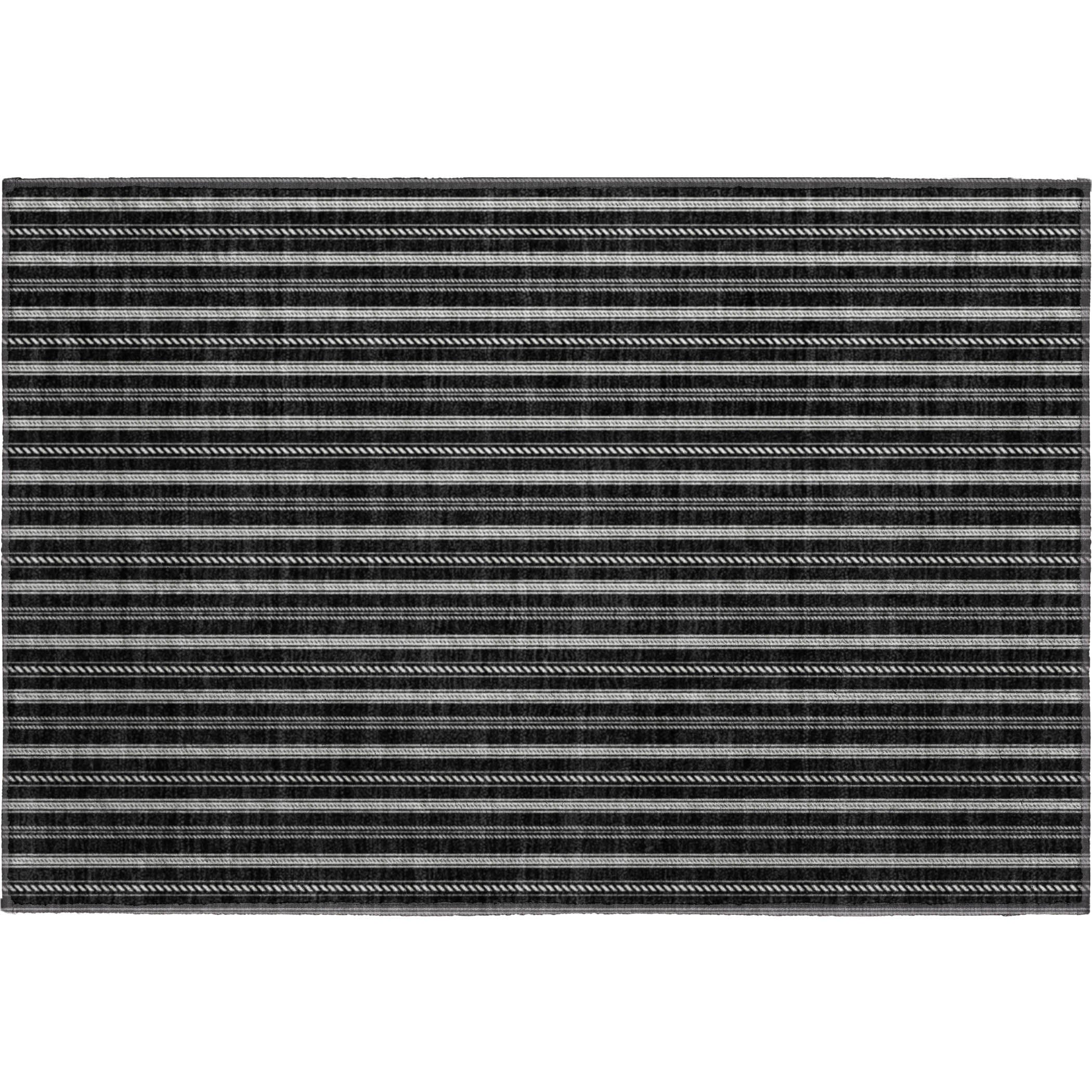 Dublin Machine Washable Transitional Black Rug 1'8" x 2'6" #shape_Rectangle