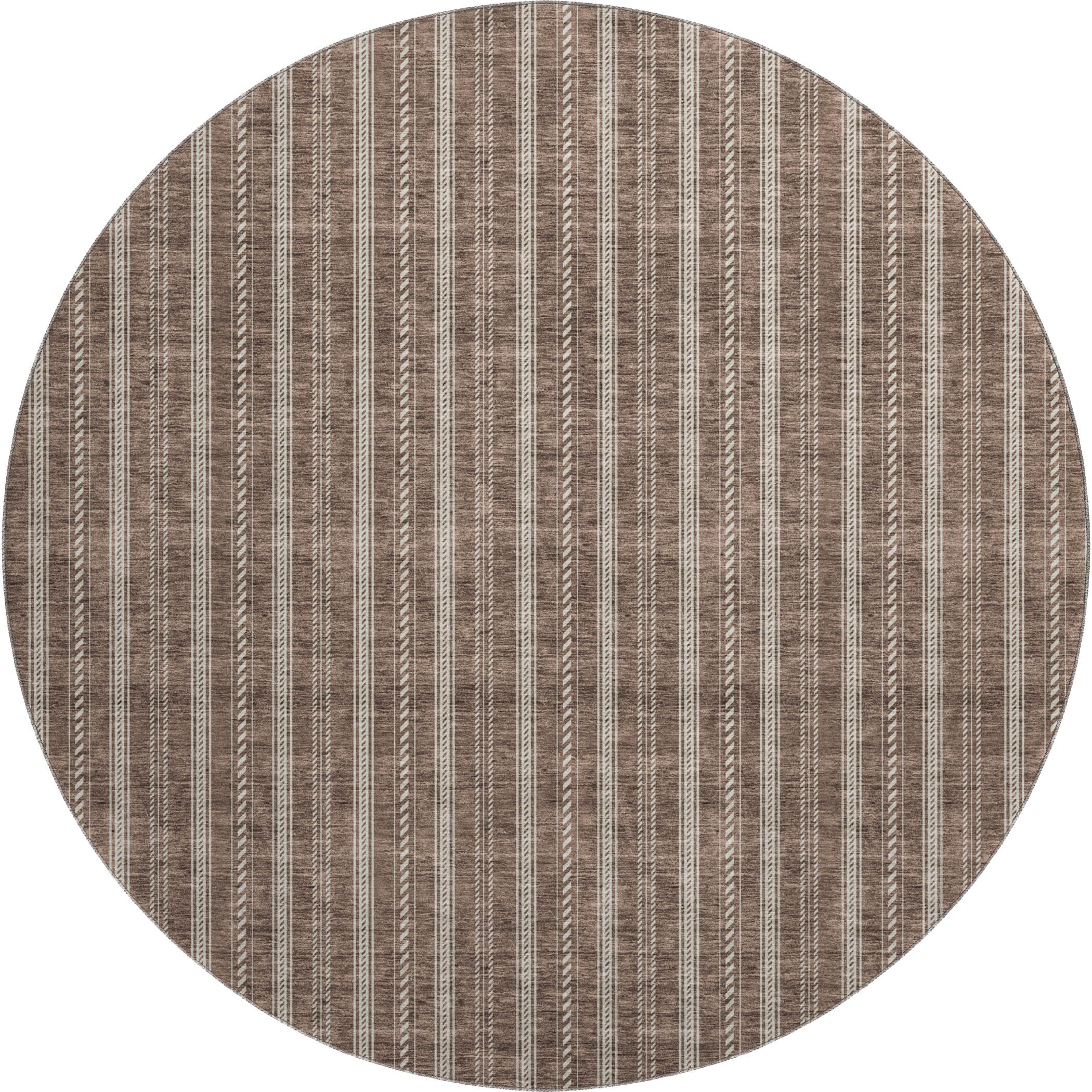 Dublin Machine Washable Transitional Brown Rug 8' x 8' #shape_Round
