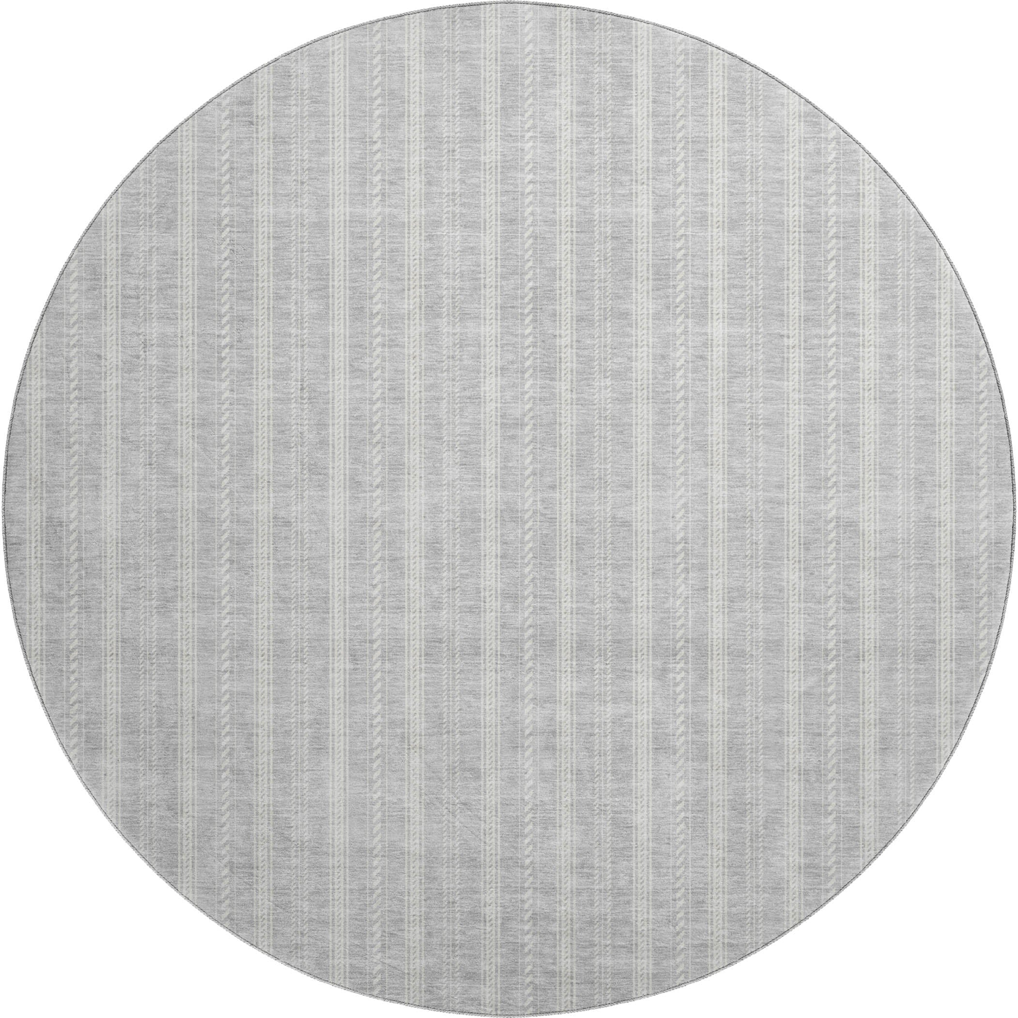 Dublin Machine Washable Transitional Silver Gray Rug 8' x 8' #shape_Round