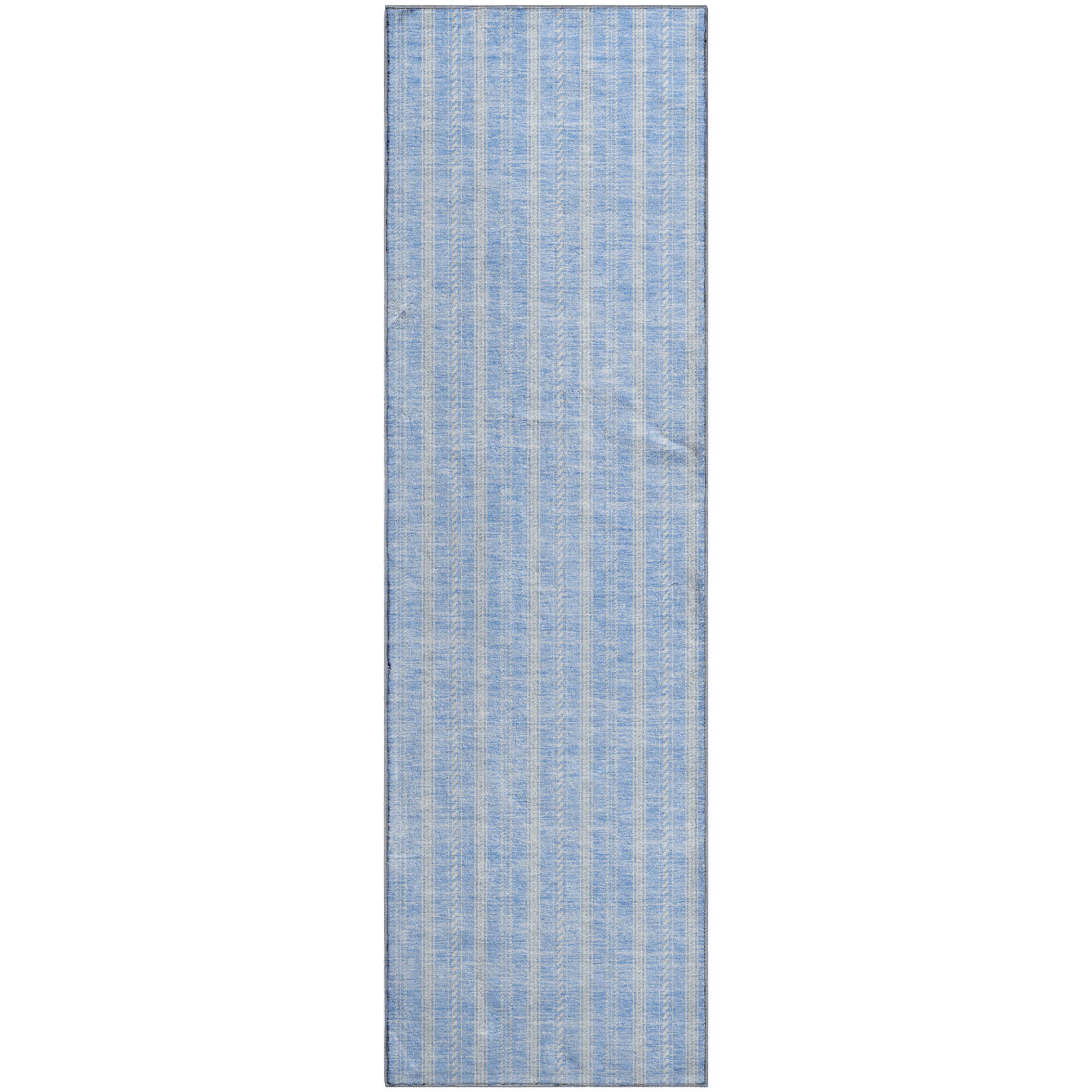 Dublin Machine Washable Transitional Sky Blue Rug 2'3" x 7'6" #shape_Runner