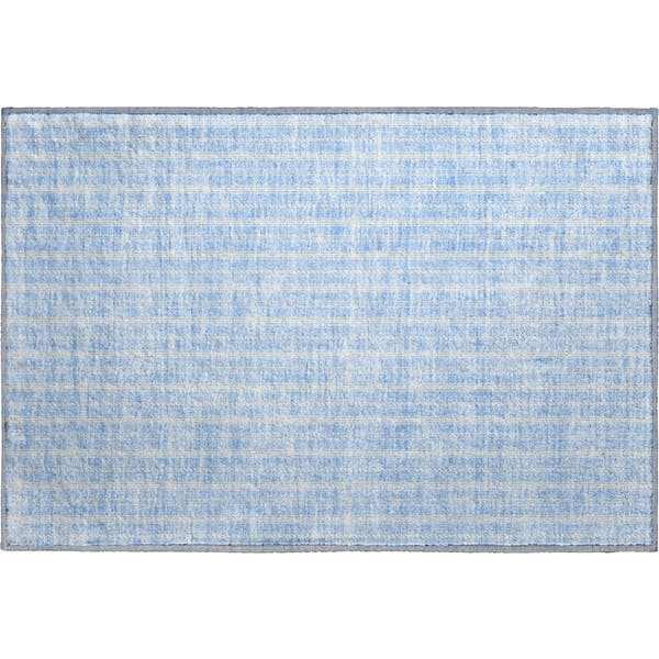 Dublin Machine Washable Transitional Sky Blue Rug 1'8" x 2'6"