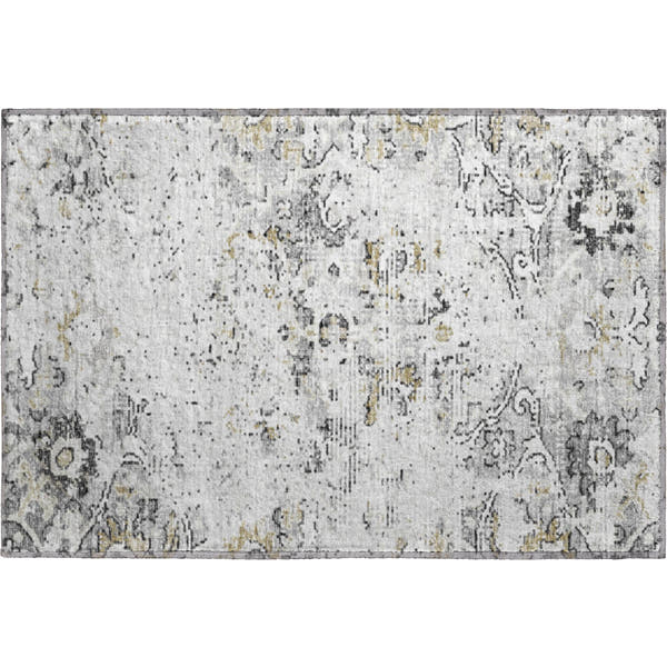 Queenstown Machine Washable Traditional Dove Gray Rug 1'8" x 2'6"