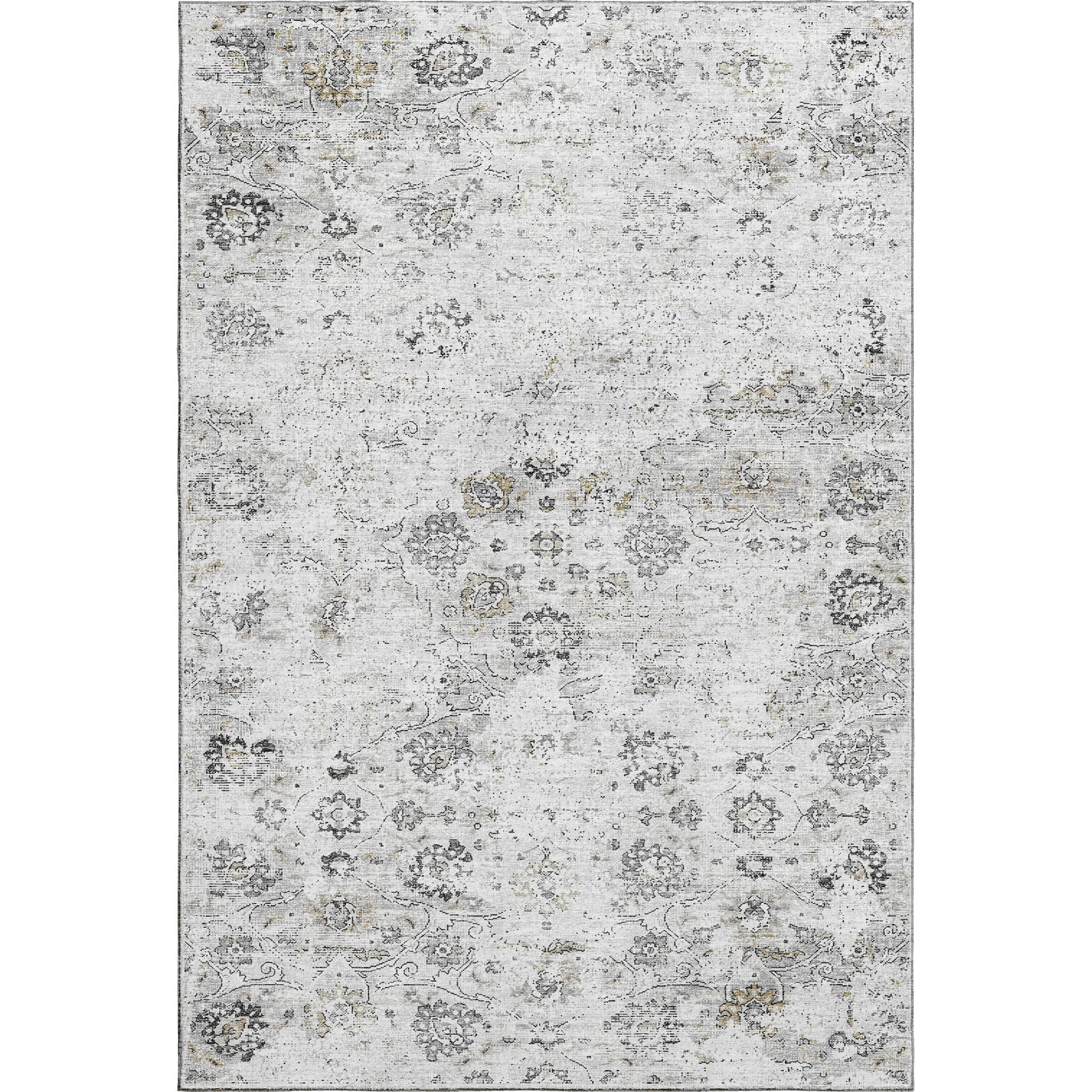 Queenstown Machine Washable Traditional Dove Gray Rug 2'6" x 3'10" #shape_Rectangle