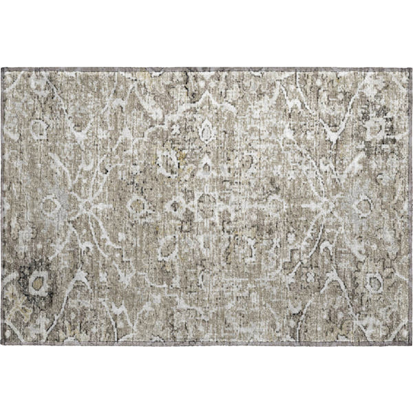 Queenstown Machine Washable Traditional Pebble Neutral Rug 1'8" x 2'6"