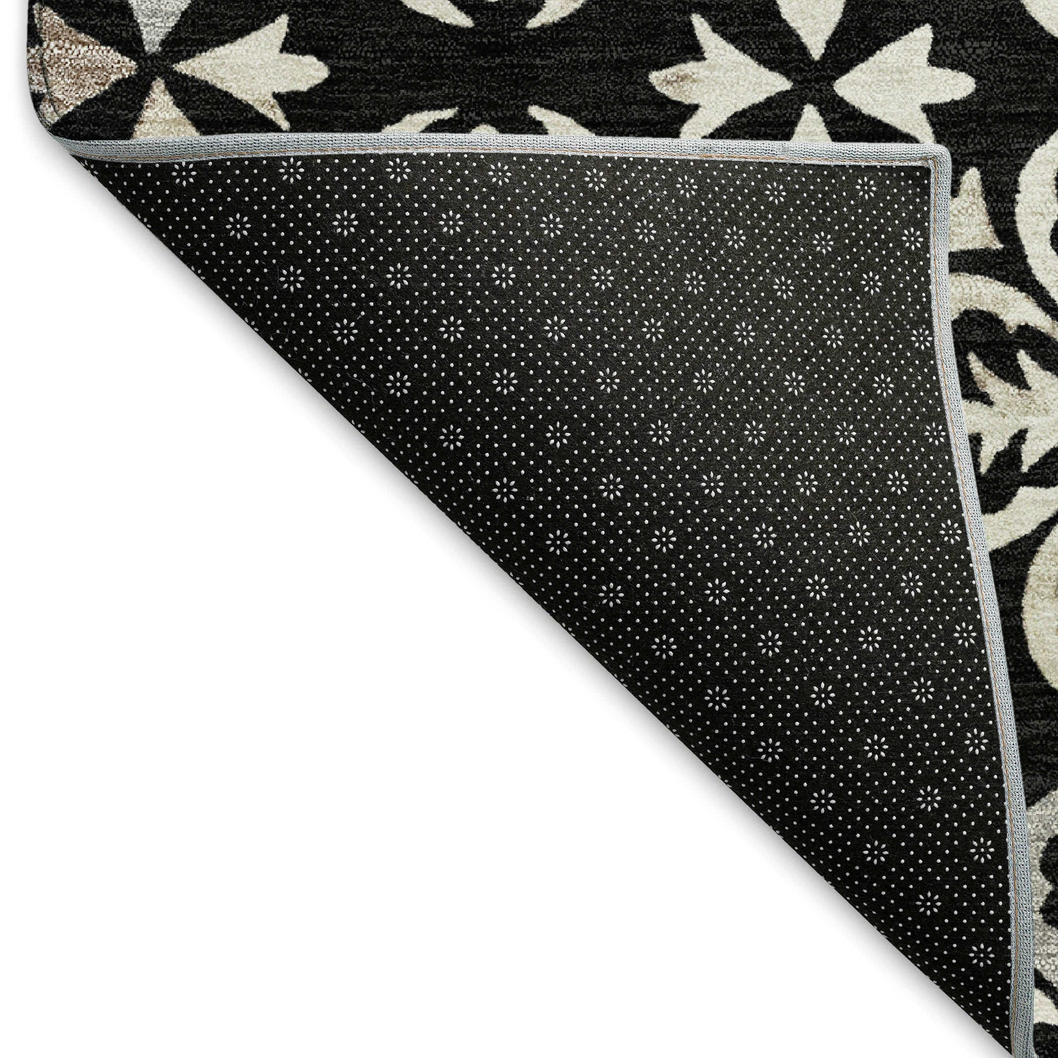 Antigua Machine Washable Transitional Black Rug 1'8" x 2'6" #shape_Rectangle