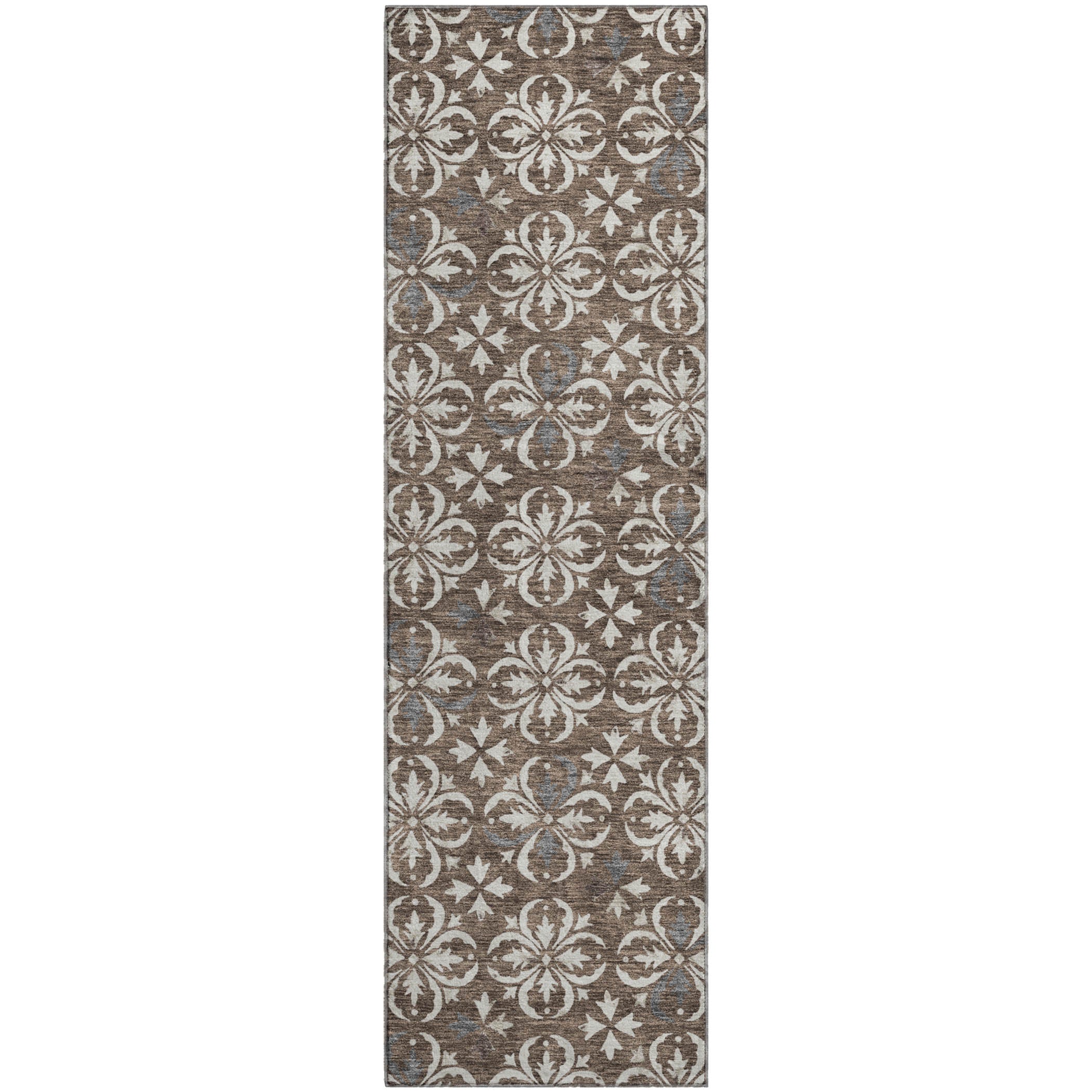 Antigua Machine Washable Transitional Brown Rug 2'3" x 7'6" #shape_Runner