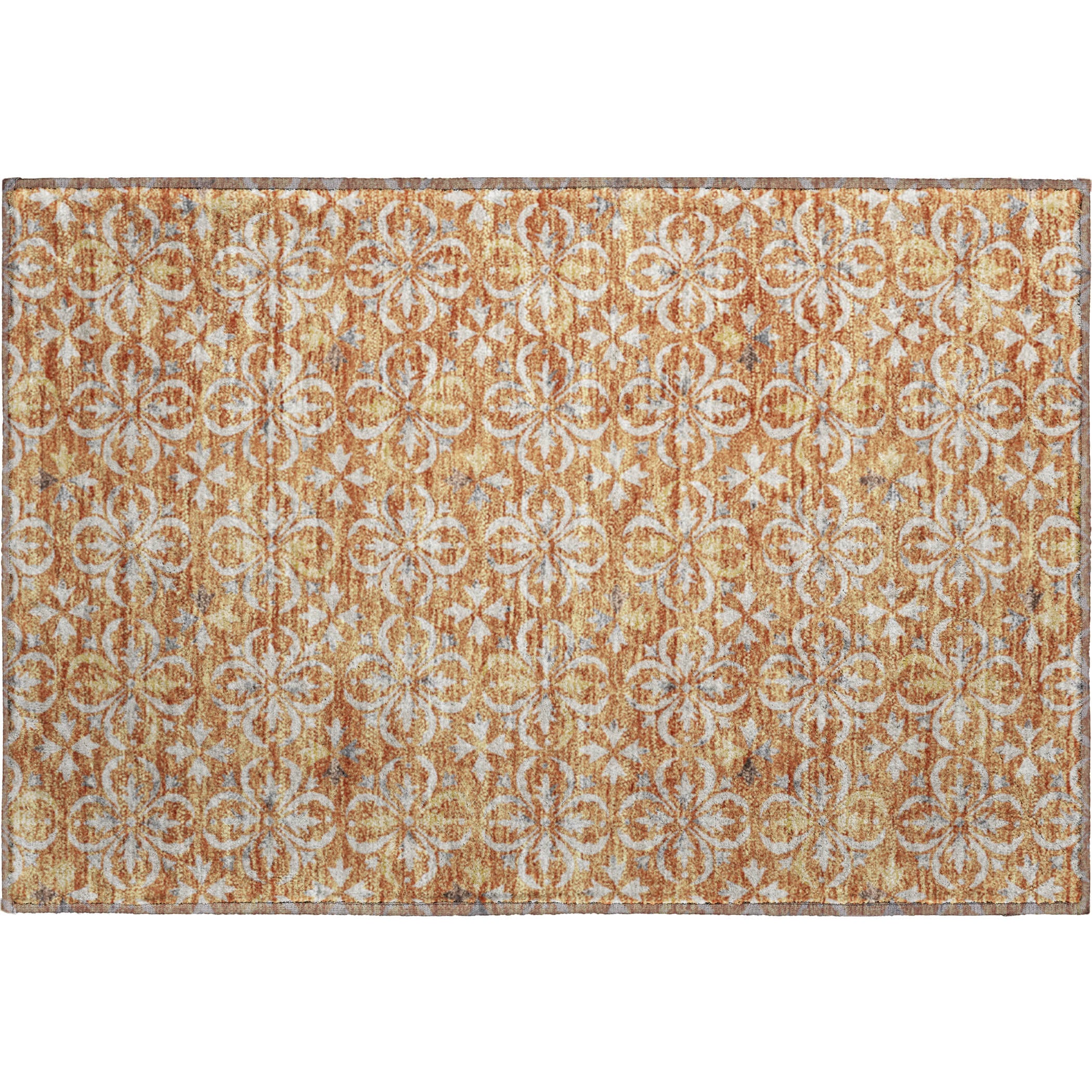 Antigua Machine Washable Transitional Copper Orange Rug 1'8" x 2'6" #shape_Rectangle