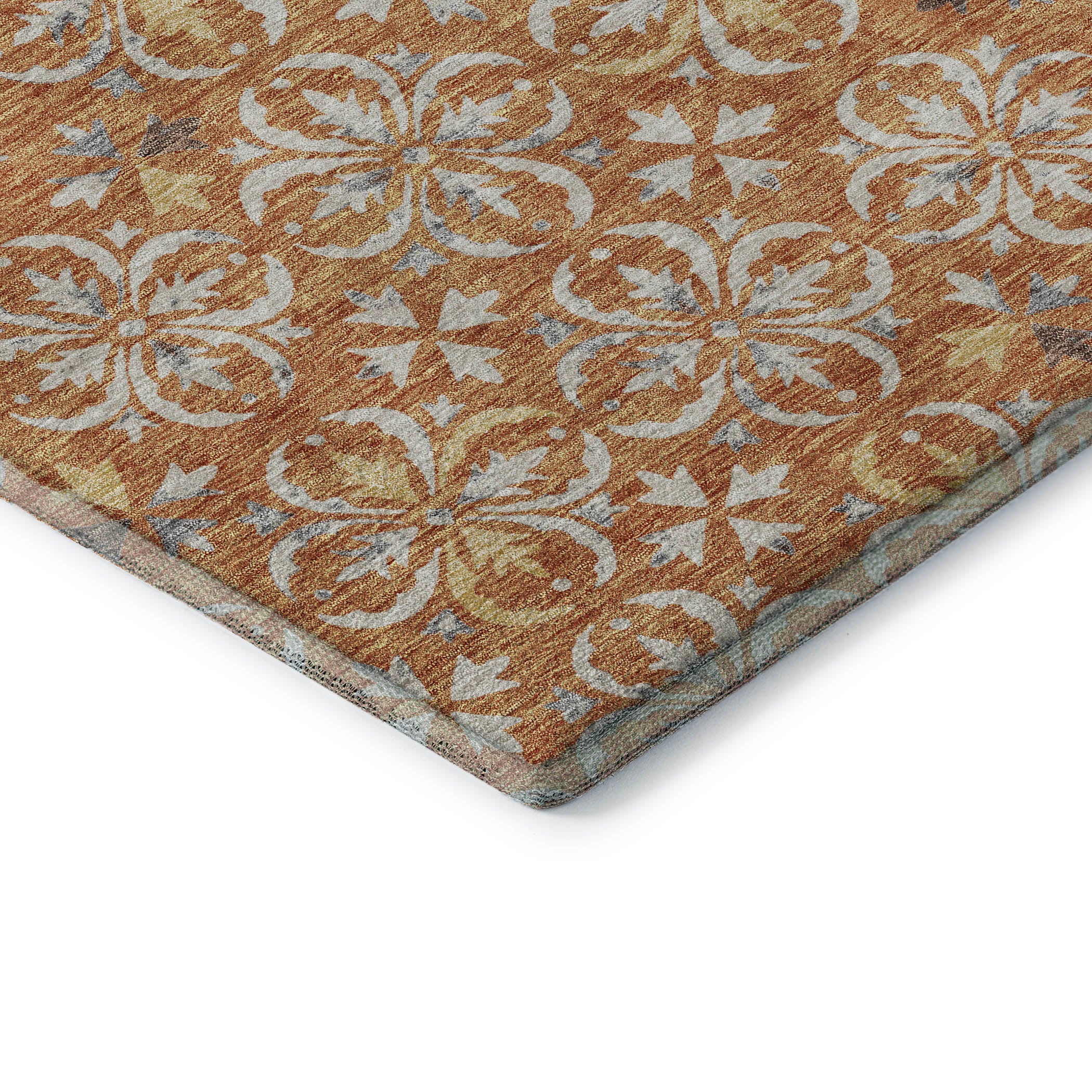 Antigua Machine Washable Transitional Copper Orange Rug 1'8" x 2'6" #shape_Rectangle