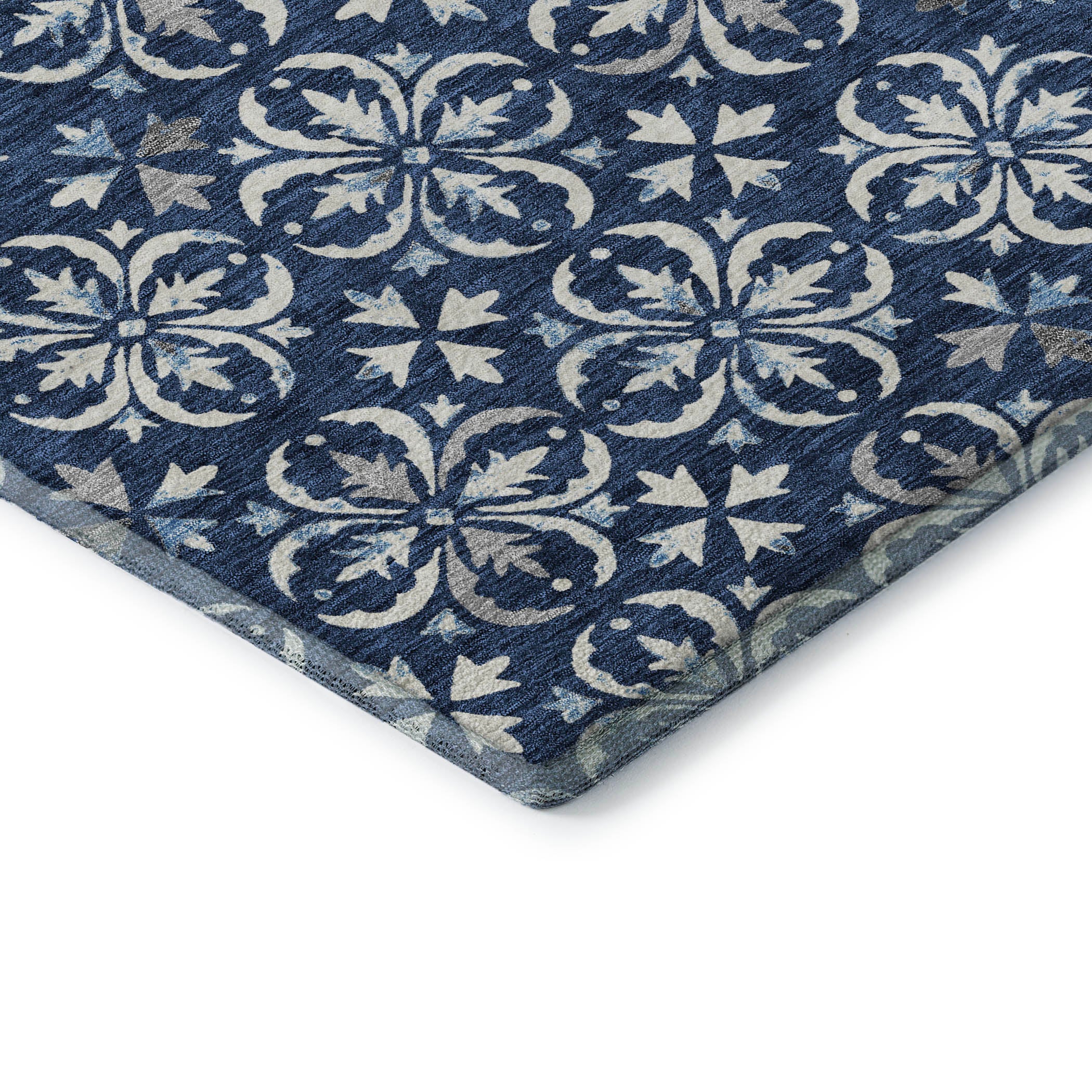 Antigua Machine Washable Transitional Navy Blue Rug 1'8" x 2'6" #shape_Rectangle
