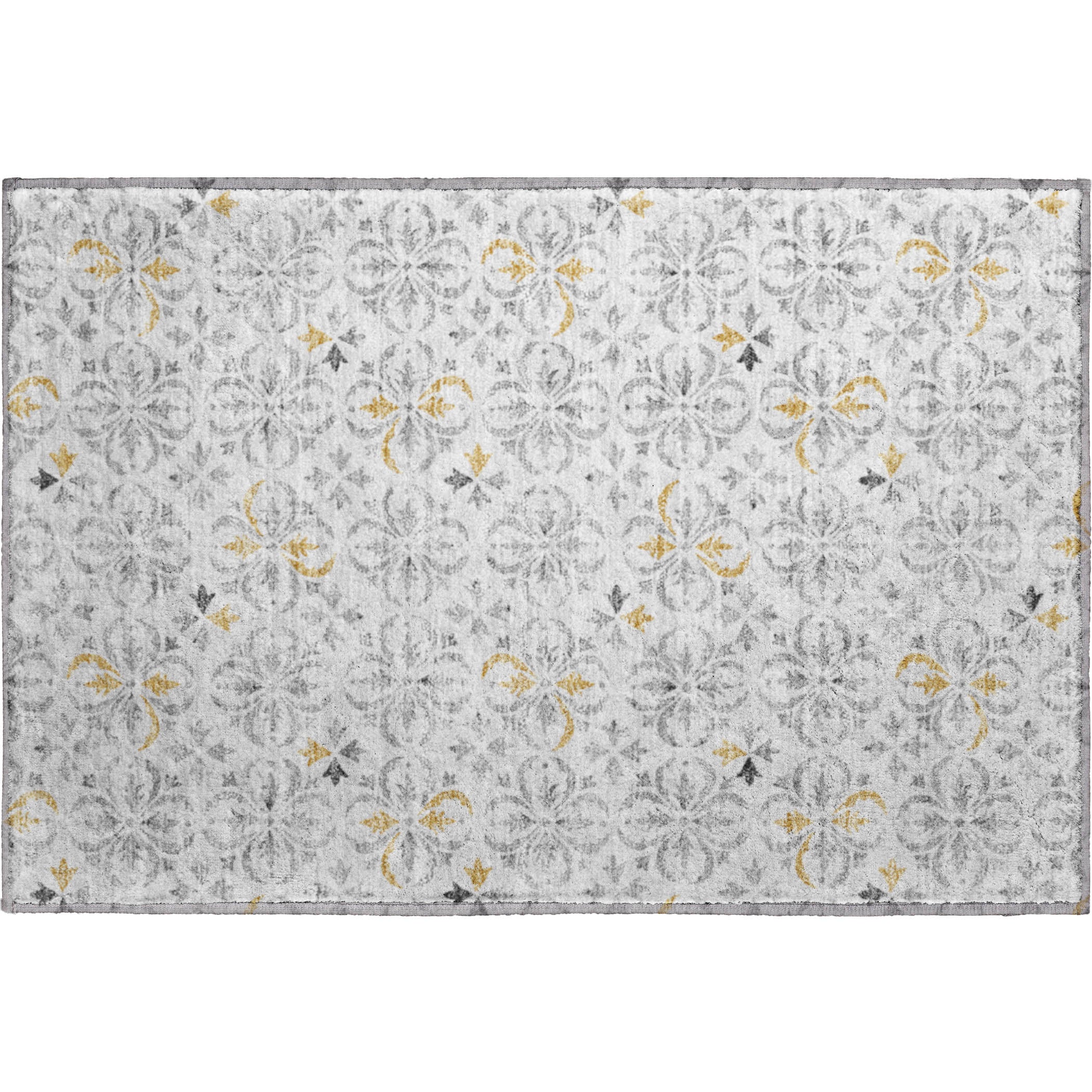 Antigua Machine Washable Transitional Silver Gray Rug 1'8" x 2'6" #shape_Rectangle