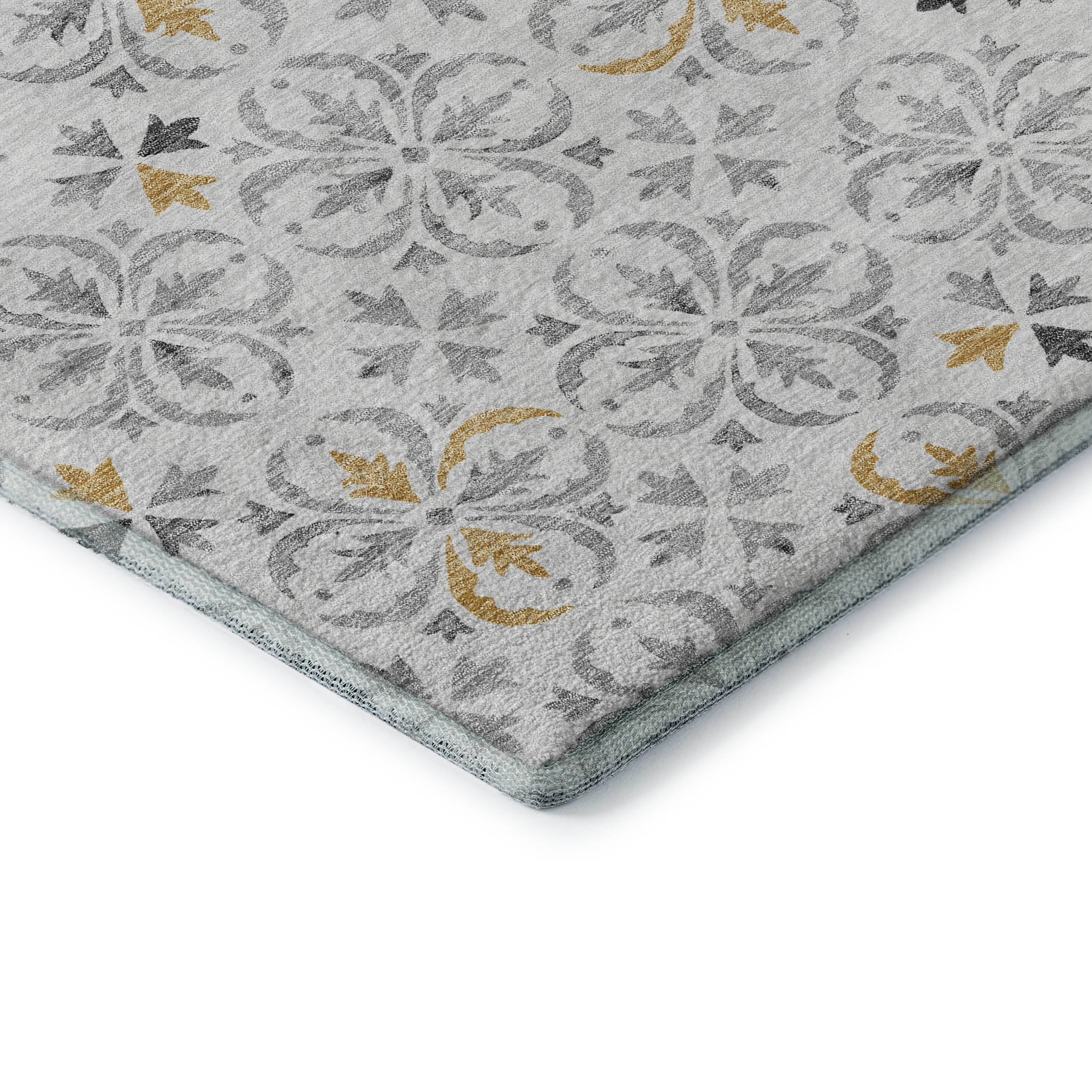 Antigua Machine Washable Transitional Silver Gray Rug 1'8" x 2'6" #shape_Rectangle