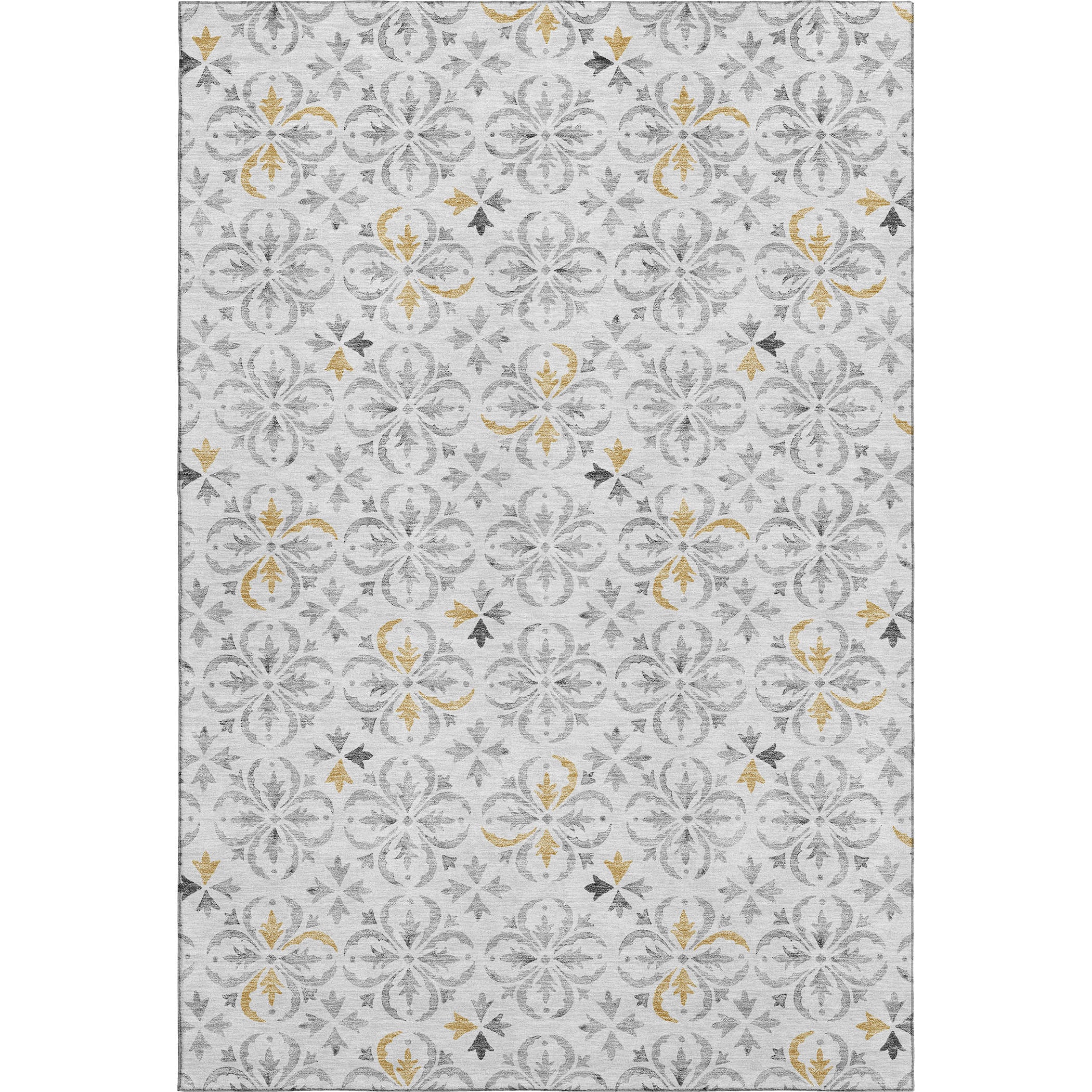 Antigua Machine Washable Transitional Silver Gray Rug 2'6" x 3'10" #shape_Rectangle