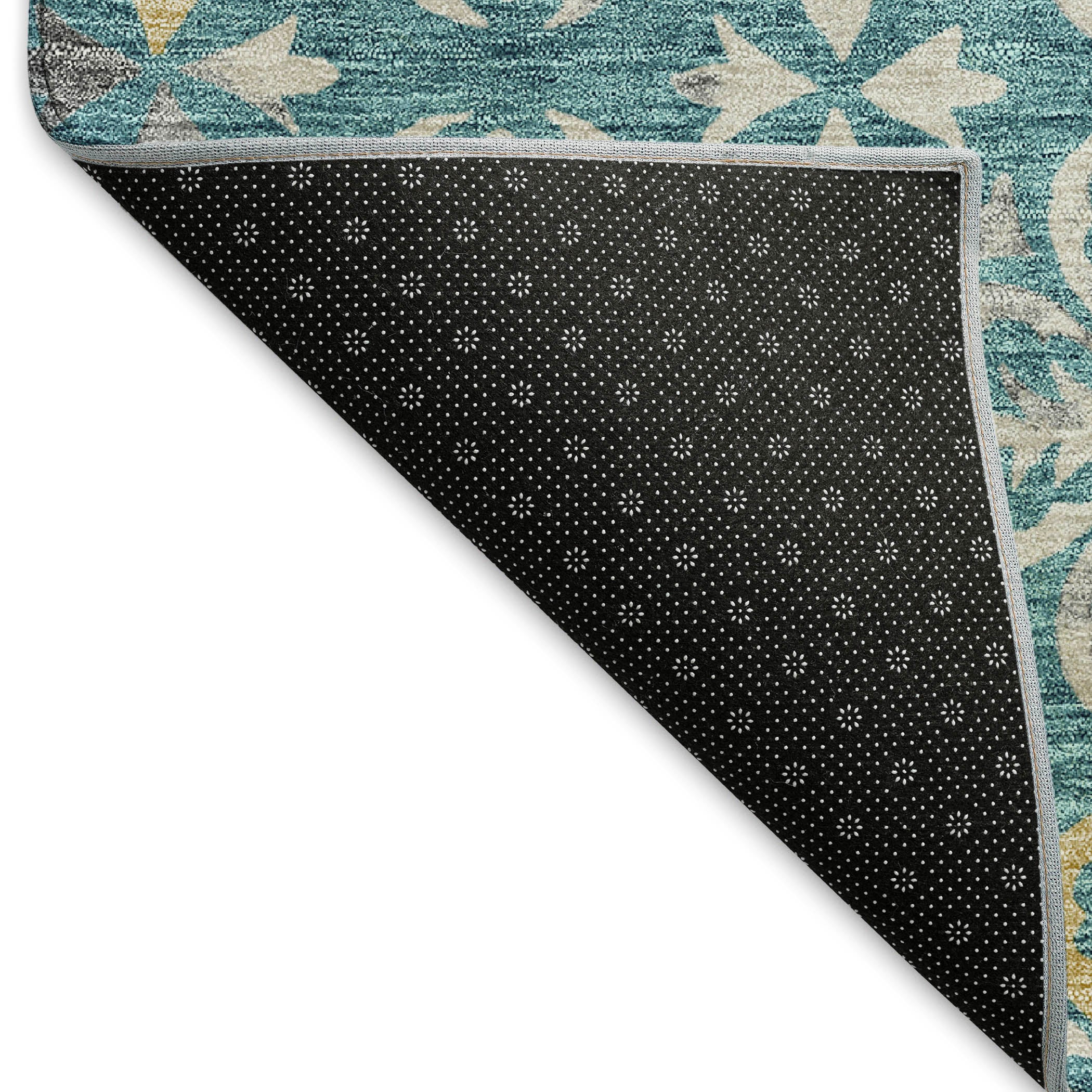 Antigua Machine Washable Transitional Teal Rug 1'8" x 2'6" #shape_Rectangle