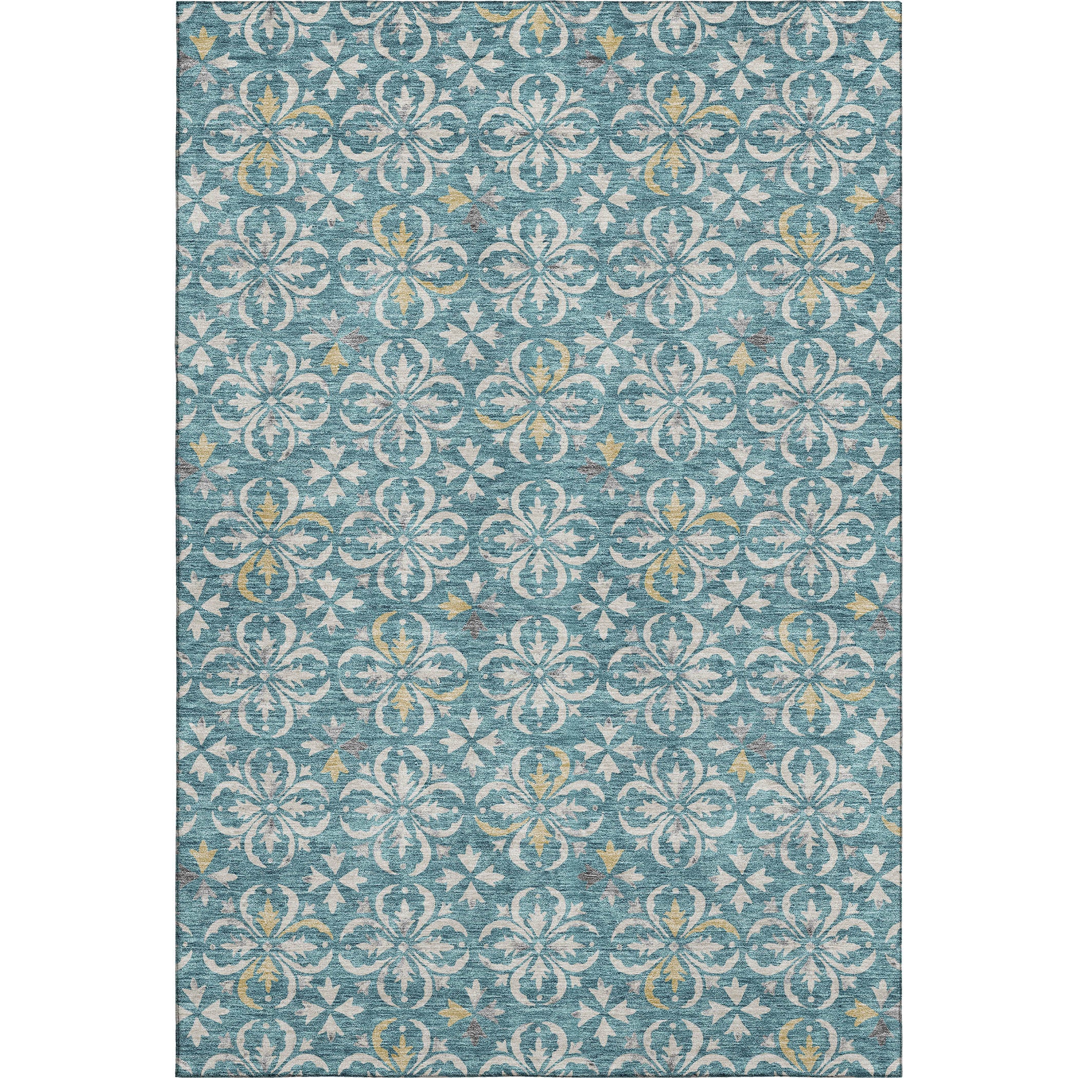 Antigua Machine Washable Transitional Teal Rug 2'6" x 3'10" #shape_Rectangle