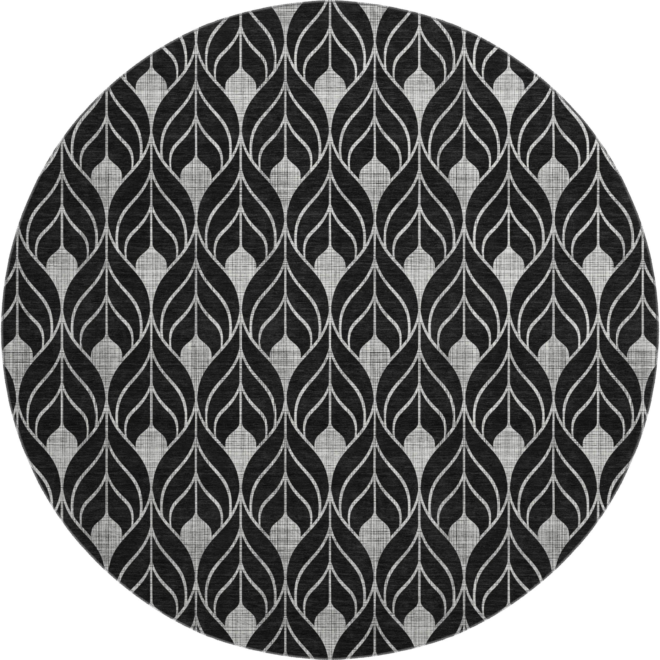 Istanbul Machine Washable Transitional Black Rug 8' x 8' #shape_Round
