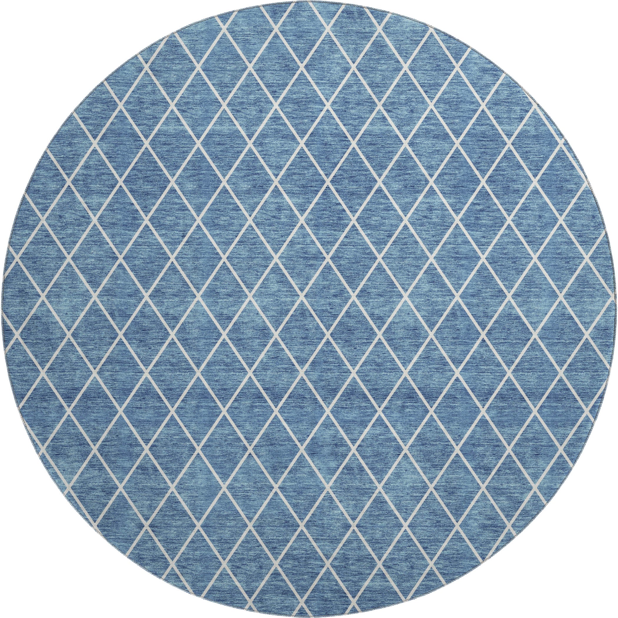 Tallinn Machine Washable Transitional Denim Blue Rug 8' x 8' #shape_Round