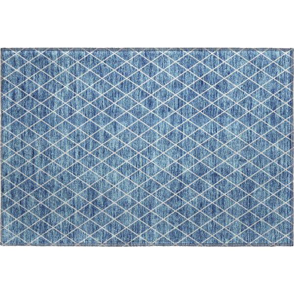 Tallinn Machine Washable Transitional Denim Blue Rug 1'8" x 2'6"