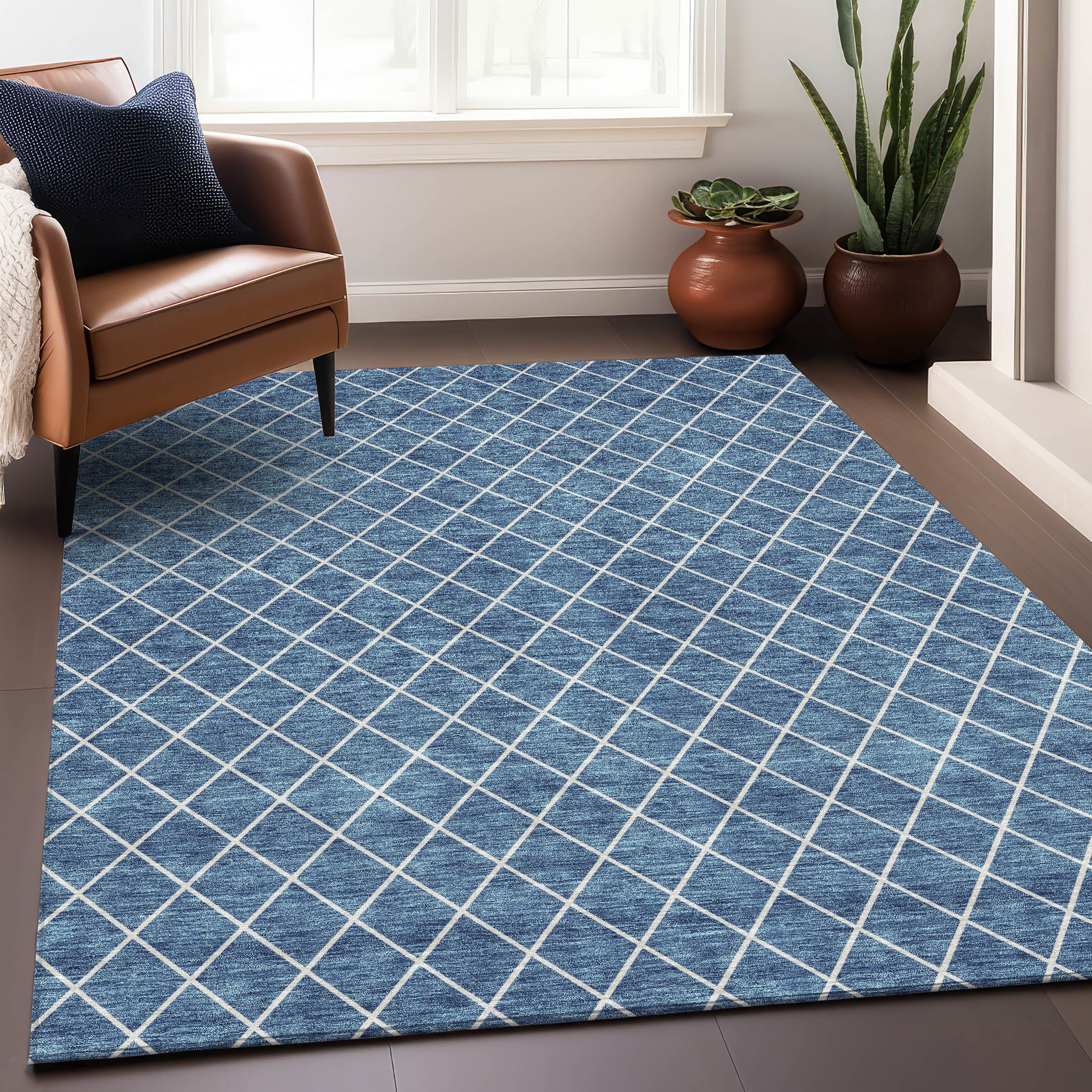 Tallinn Machine Washable Transitional Denim Blue Rug 2'6" x 3'10" #shape_Rectangle