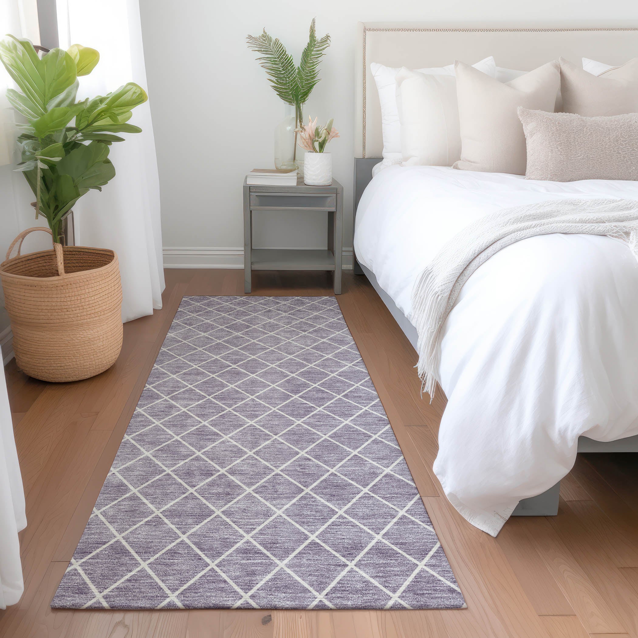 Tallinn Machine Washable Transitional Lavender Purple Rug 2'3" x 7'6" #shape_Runner