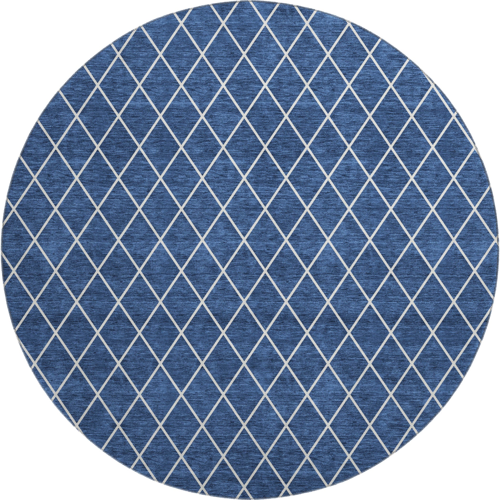 Tallinn Machine Washable Transitional Navy Blue Rug 8' x 8' #shape_Round