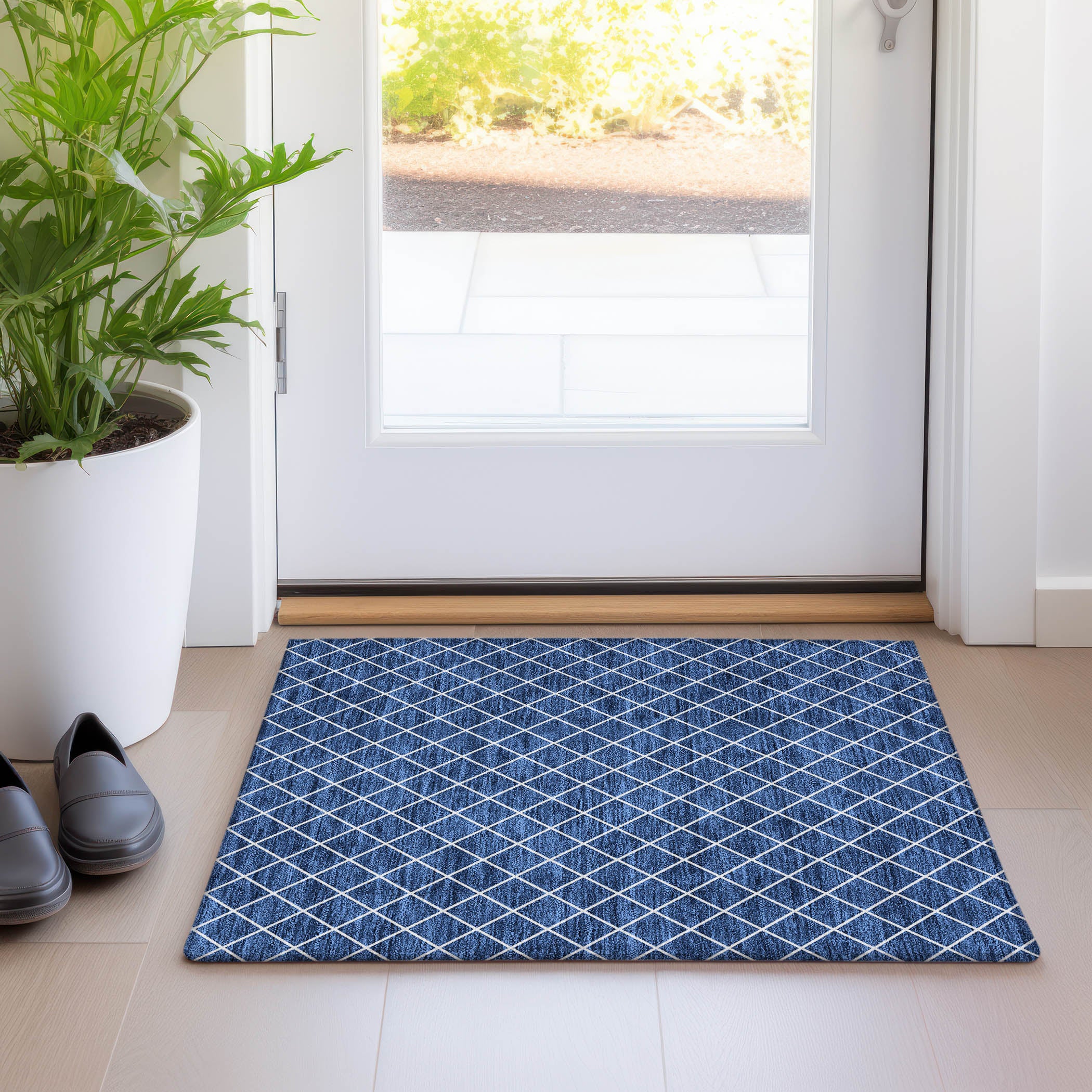Tallinn Machine Washable Transitional Navy Blue Rug 1'8" x 2'6" #shape_Rectangle