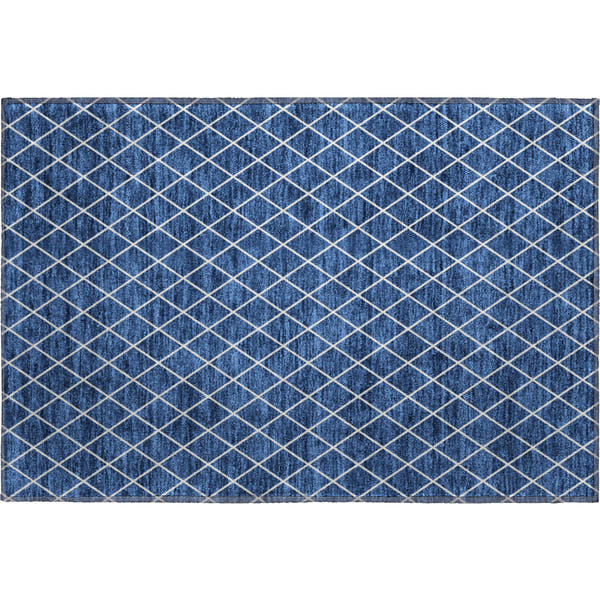 Tallinn Machine Washable Transitional Navy Blue Rug 1'8" x 2'6"
