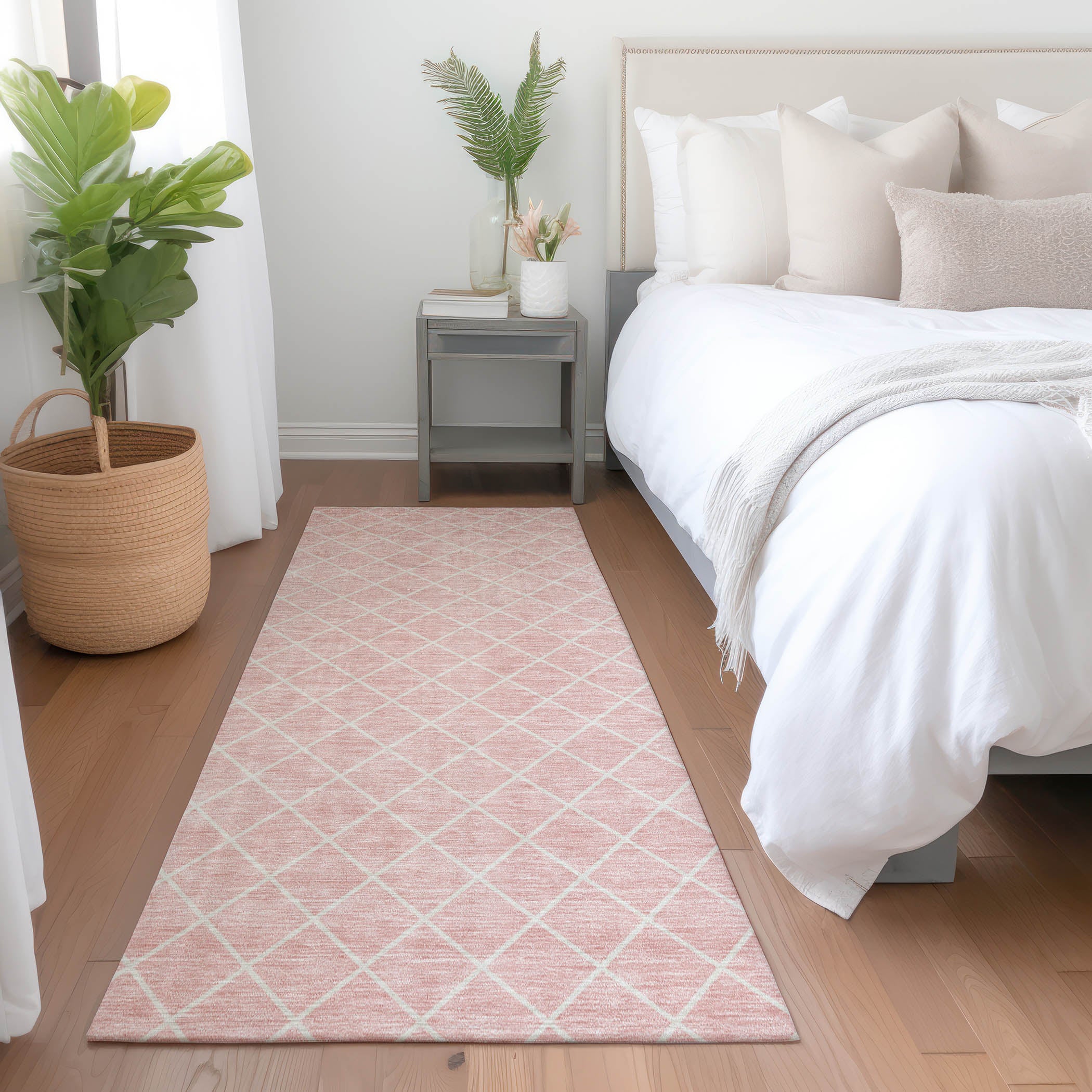 Tallinn Machine Washable Transitional Pink Rug 2'3" x 7'6" #shape_Runner