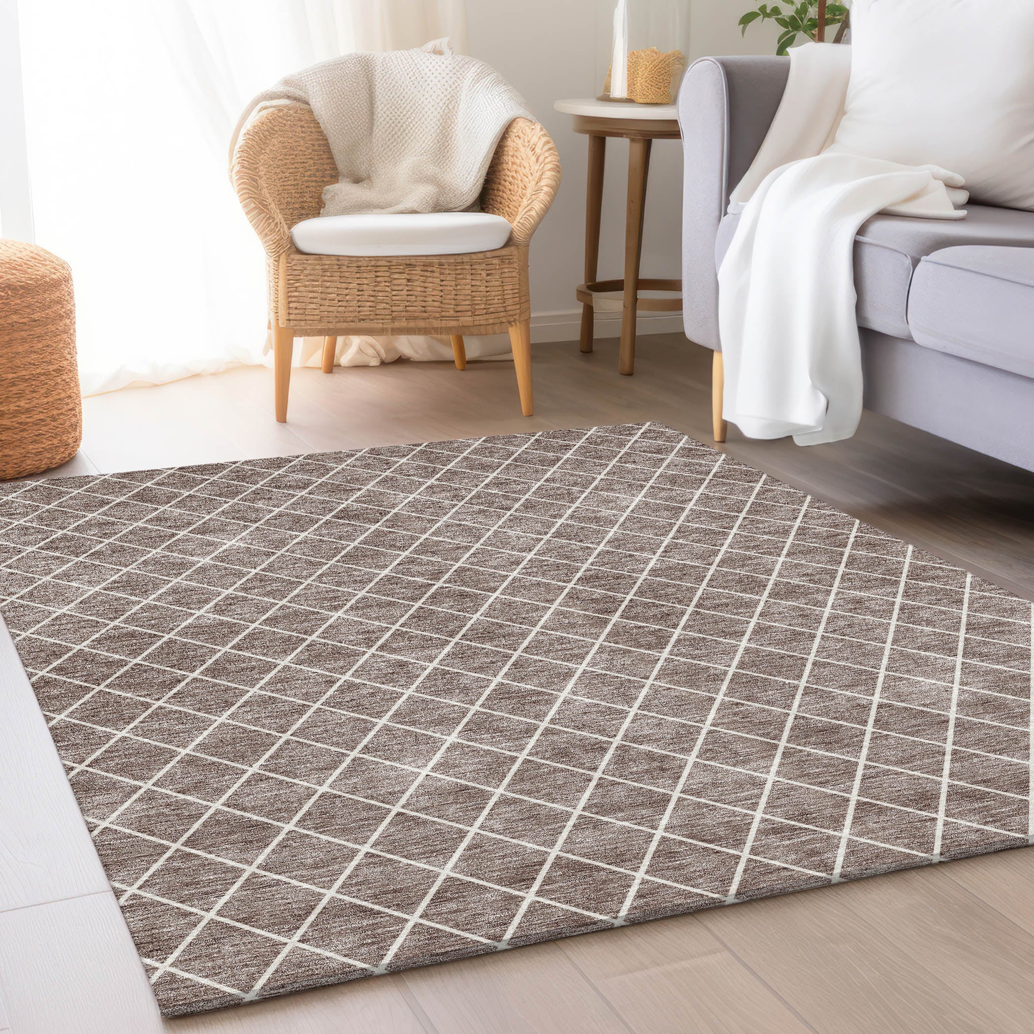 Tallinn Machine Washable Transitional Taupe Brown Rug 2'6" x 3'10" #shape_Rectangle