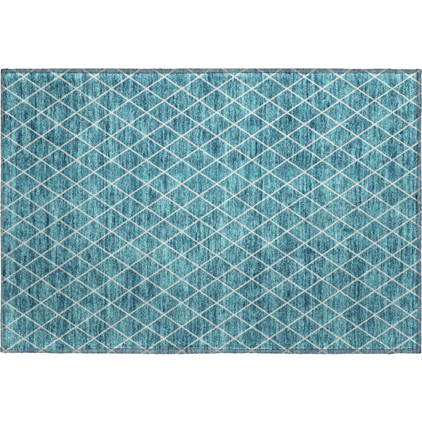 Tallinn Machine Washable Transitional Teal Rug 1'8" x 2'6"