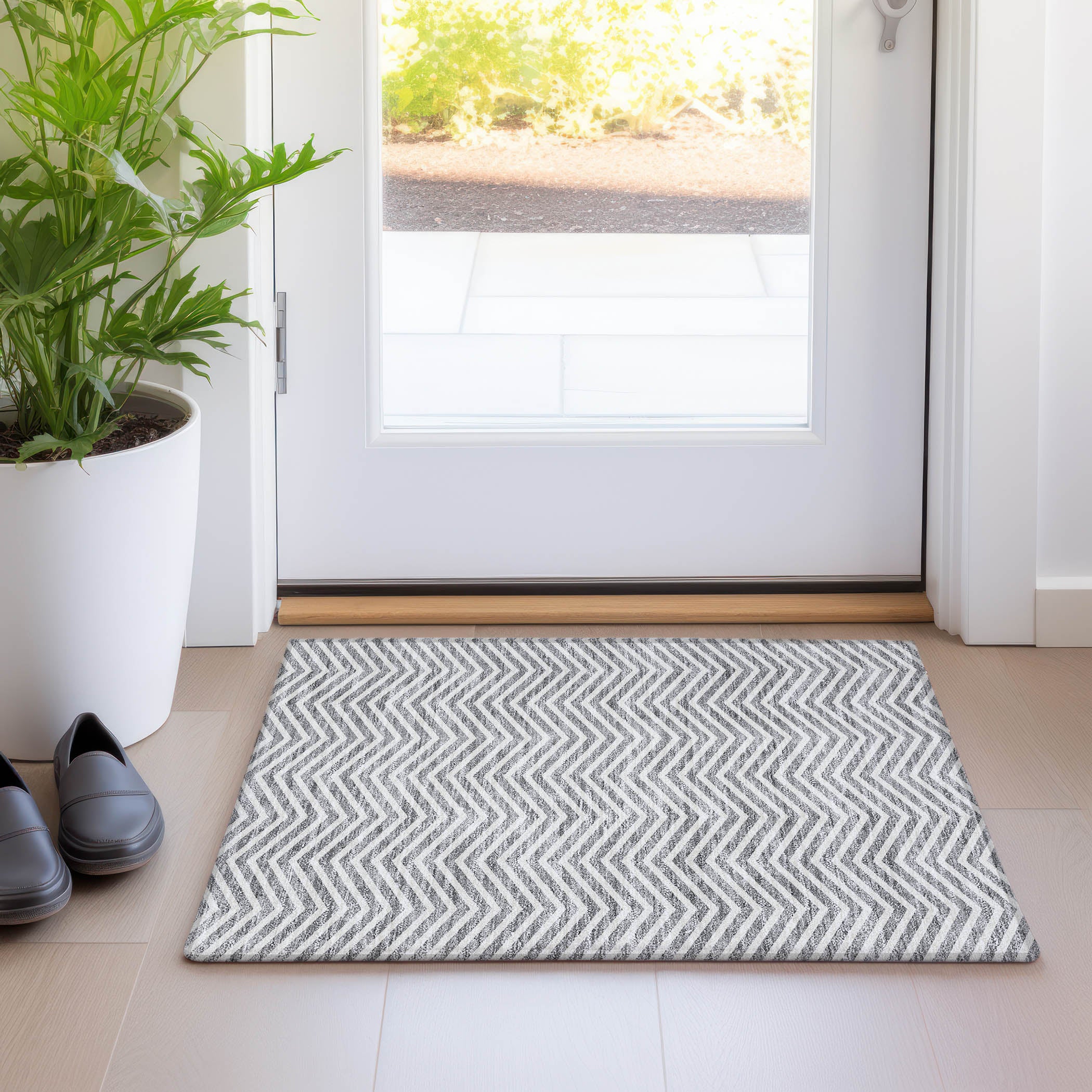 Bruges Machine Washable Transitional Gray Rug 1'8" x 2'6" #shape_Rectangle