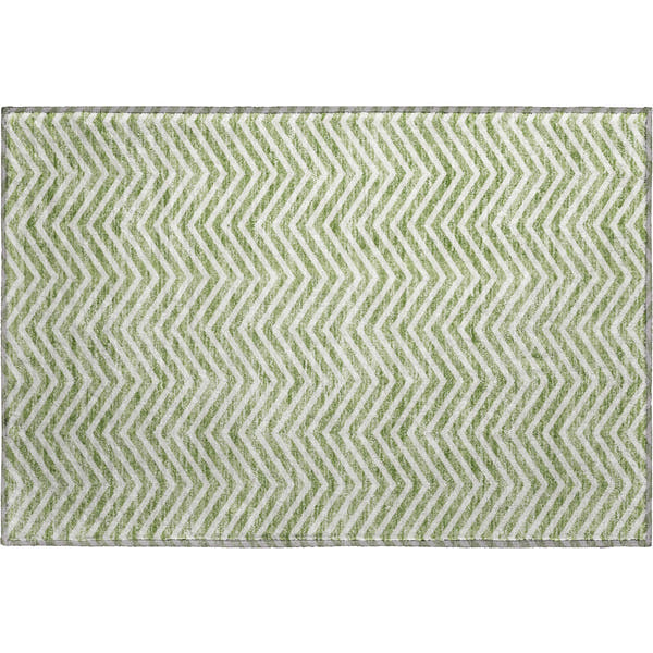 Bruges Machine Washable Transitional Green Rug 1'8" x 2'6"