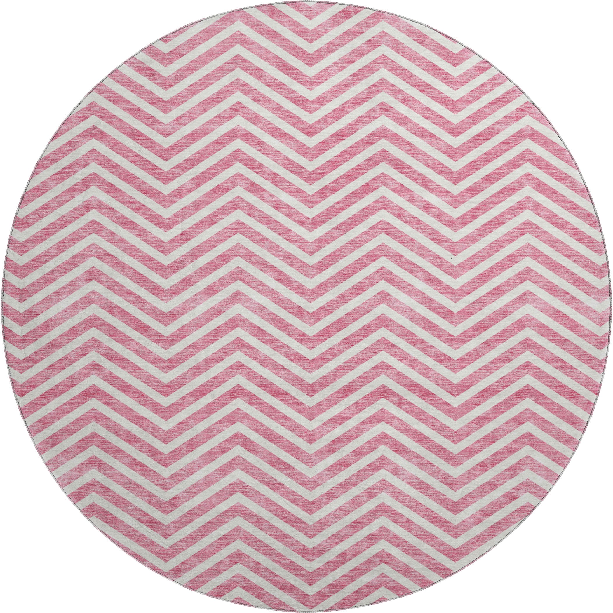 Bruges Machine Washable Transitional Pink Rug 8' x 8' #shape_Round