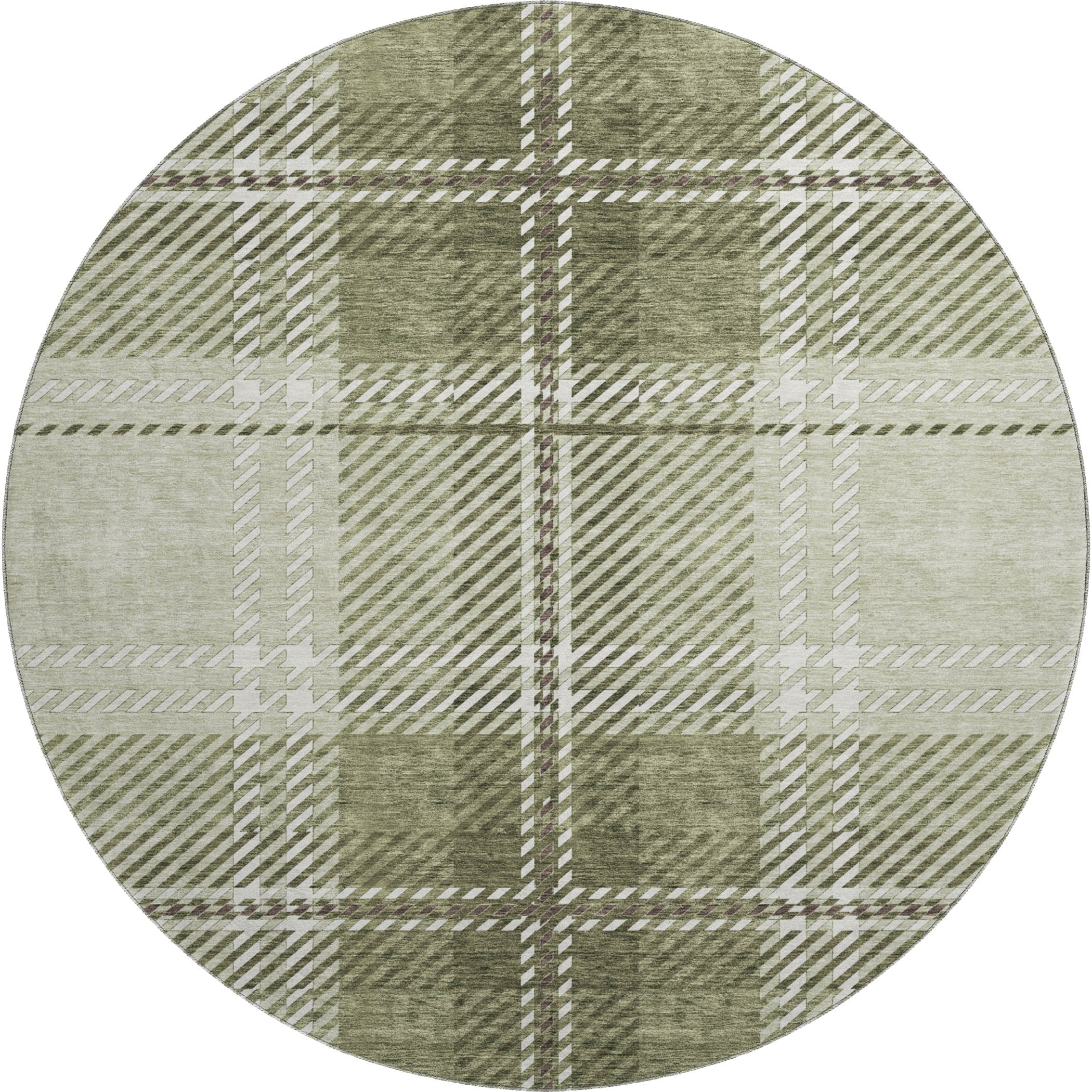Chiang Mai Machine Washable Transitional Aloe Green Rug 8' x 8' #shape_Round