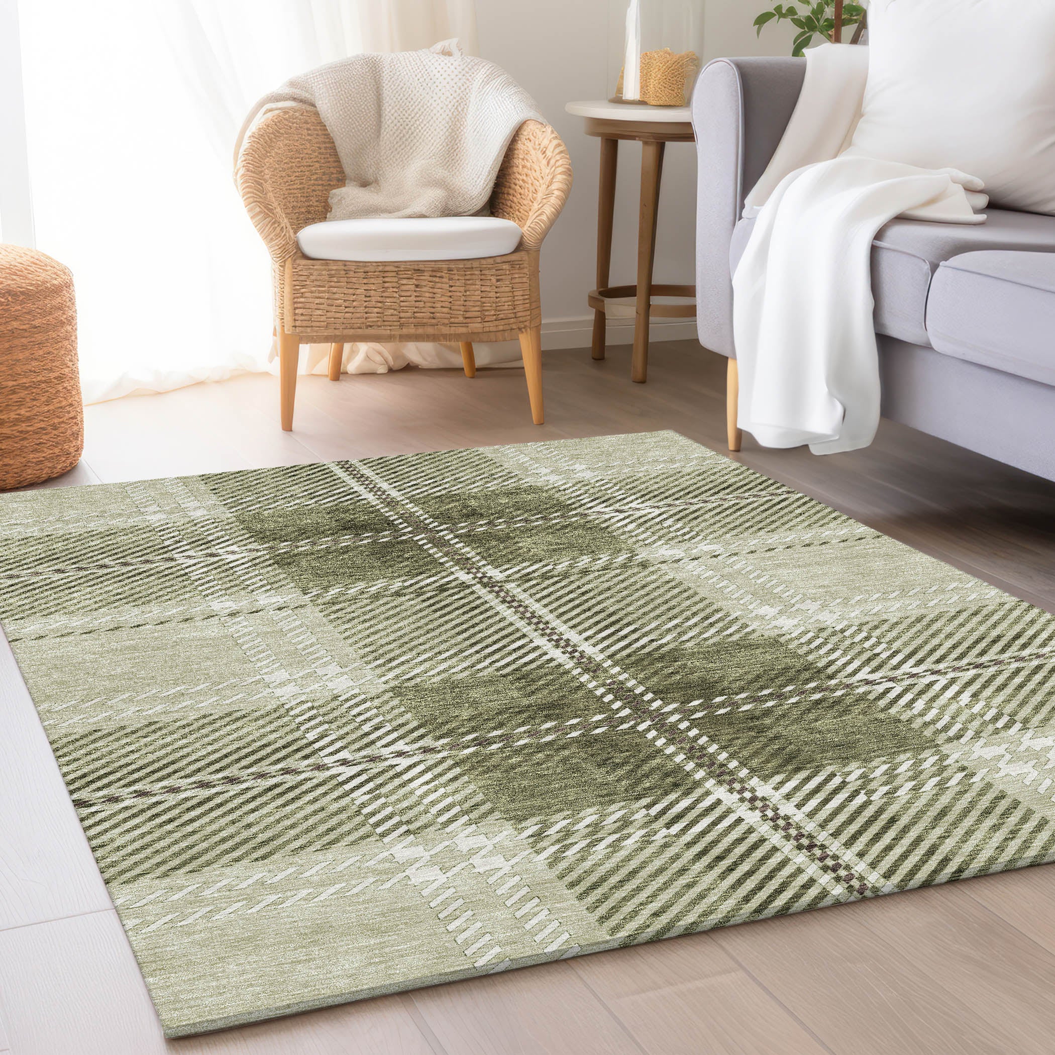 Chiang Mai Machine Washable Transitional Aloe Green Rug 2'6" x 3'10" #shape_Rectangle