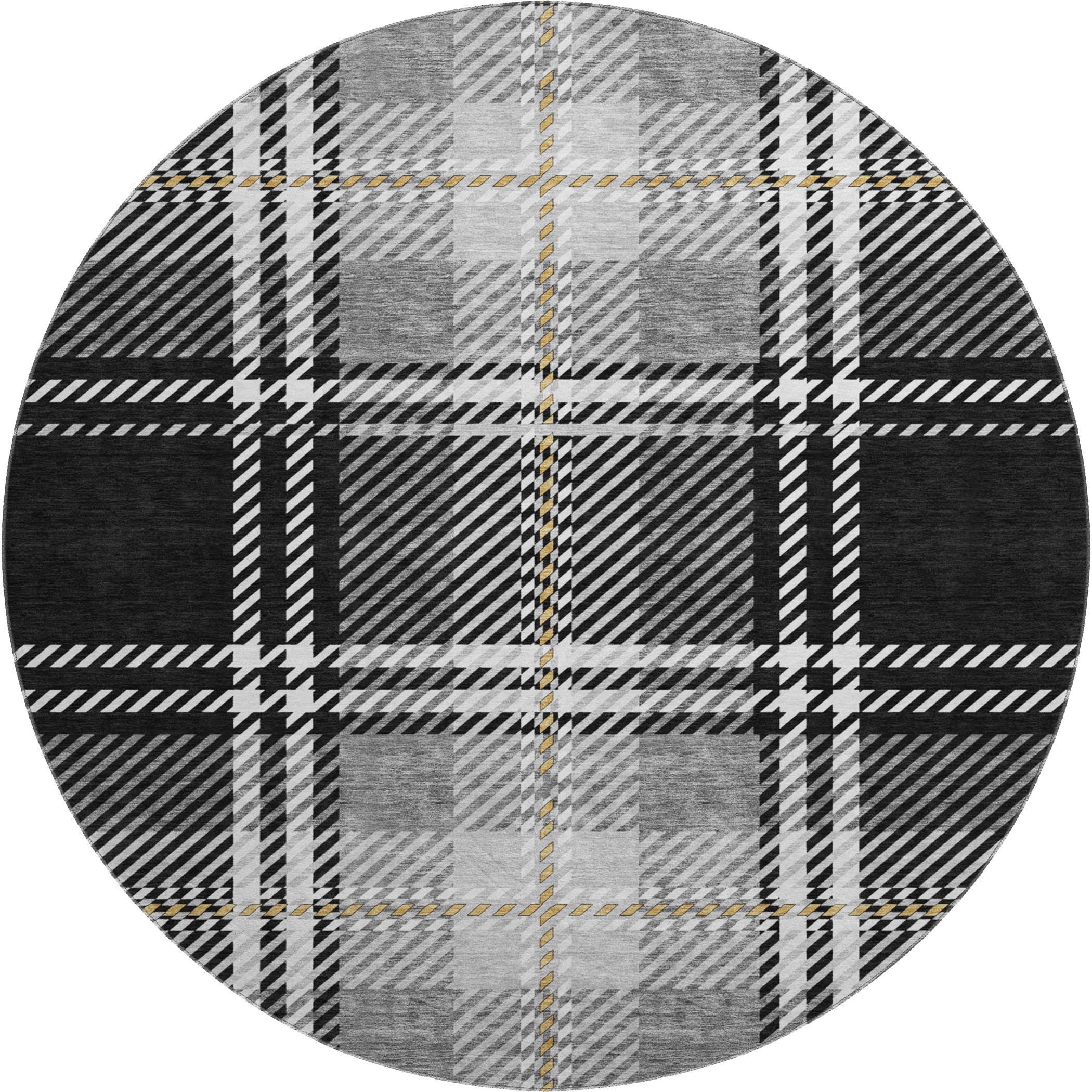 Chiang Mai Machine Washable Transitional Black Rug 8' x 8' #shape_Round