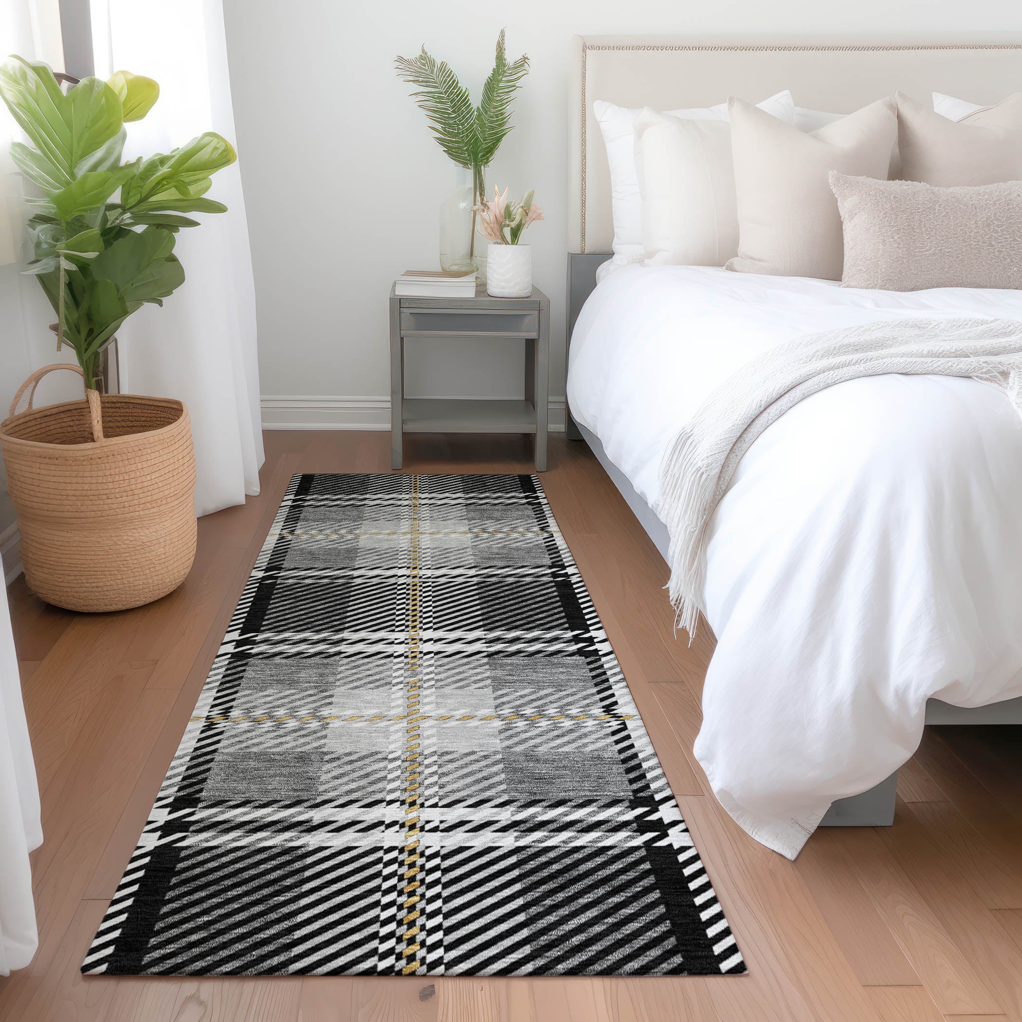 Chiang Mai Machine Washable Transitional Black Rug 2'3" x 7'6" #shape_Runner