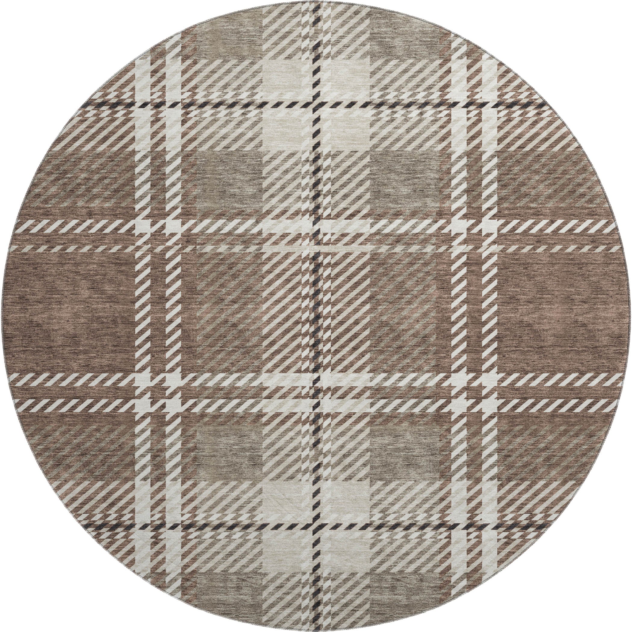 Chiang Mai Machine Washable Transitional Brown Rug 8' x 8' #shape_Round