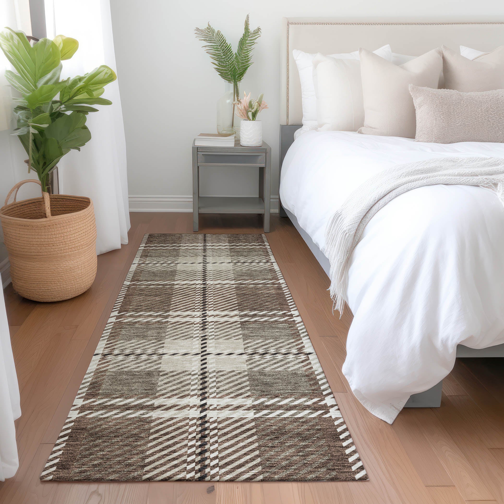 Chiang Mai Machine Washable Transitional Brown Rug 2'3" x 7'6" #shape_Runner